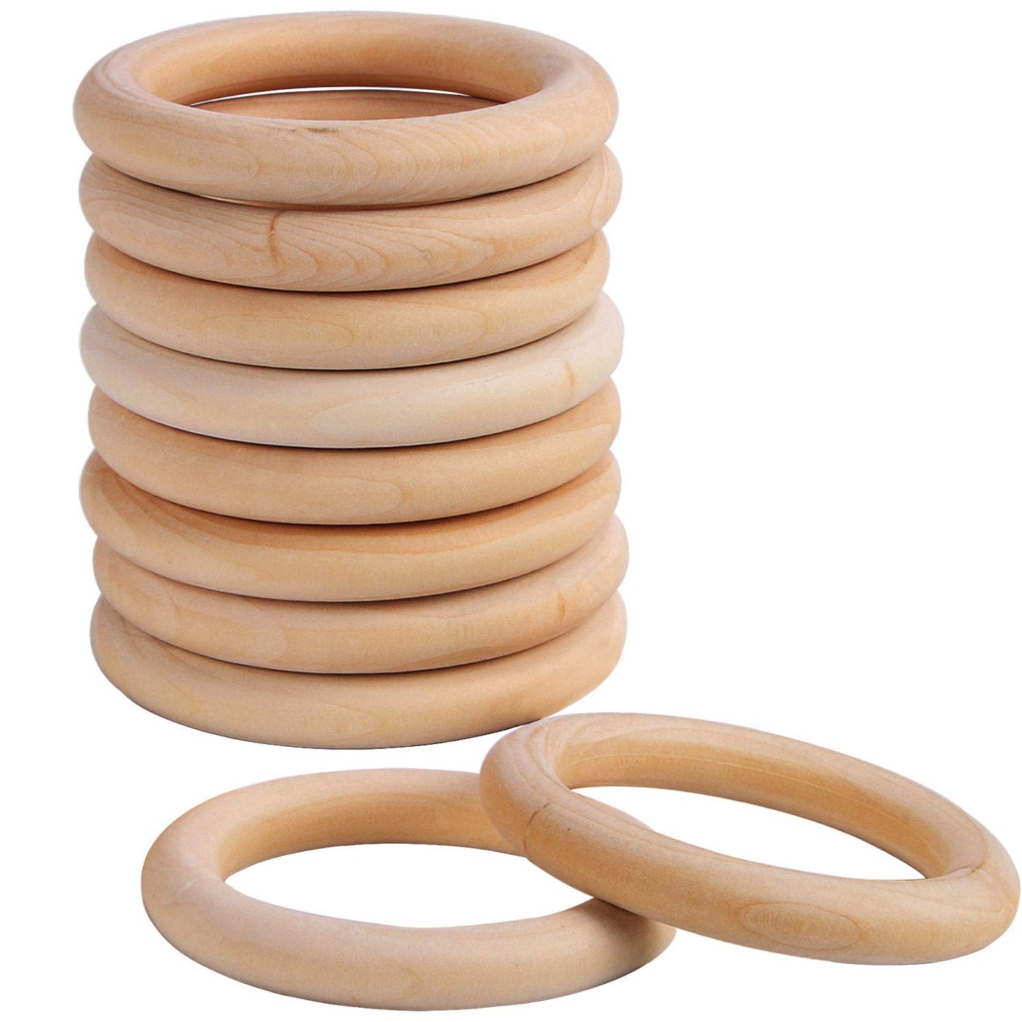 10 Pcs Macrame Wooden Rings 70 mm/2.7inch Unfinished Solid Large Wooden Rings for DIY Craft Pendant Connectors Jewelry Making