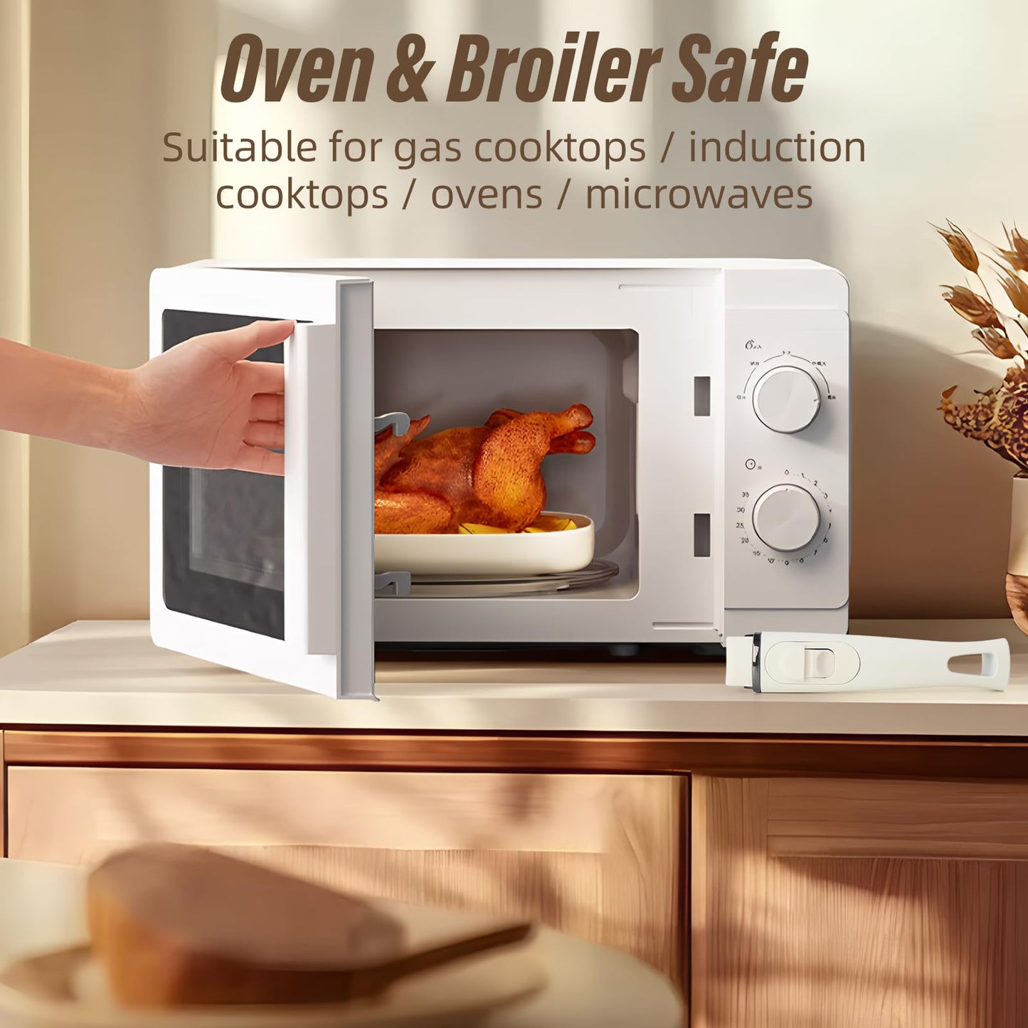 Pots and Pans Set Non Stick, 11 PCS Pan Set With Removable Handles, White Cookware Set Suitable for Induction Cooktops/Gas Stoves/Microwave Ovens