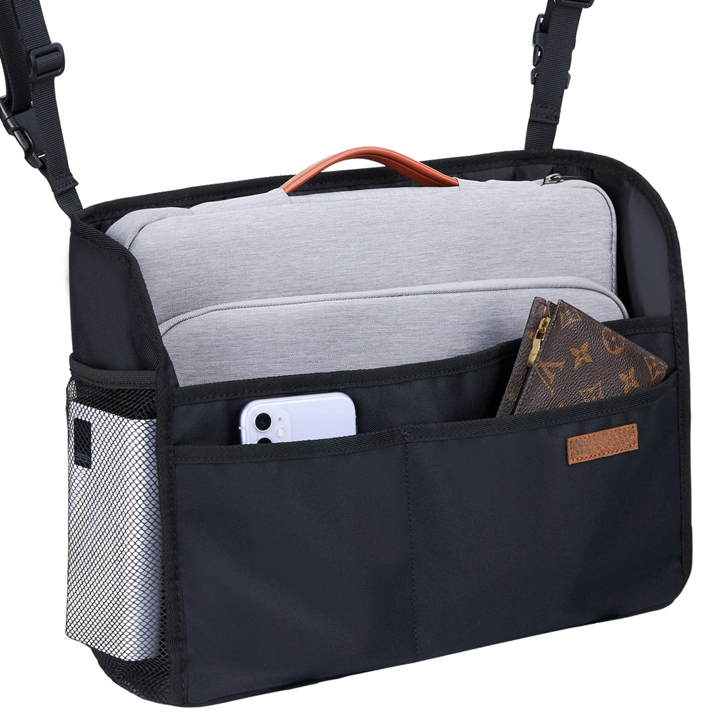 WLLWOO Car Net Pocket Handbag Holder Between Seats Back Storage Organizer Purse Holder for Console Front Seat Storage Barrier