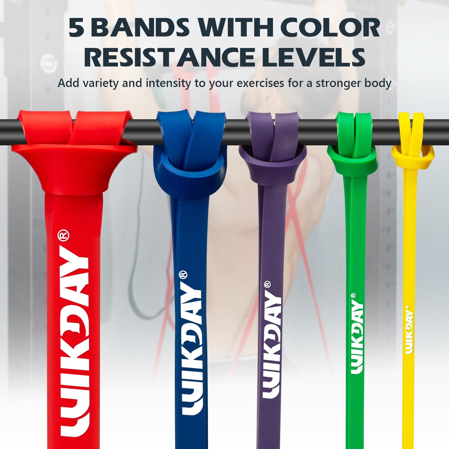 WIKDAY Resistance Bands for Working Out, Exercise Bands, Workout Bands, Pull Up Assistance Bands for Body Stretching Training Physical Therapy Muscle Training for Men & Women Multicolour (8-100lbs)