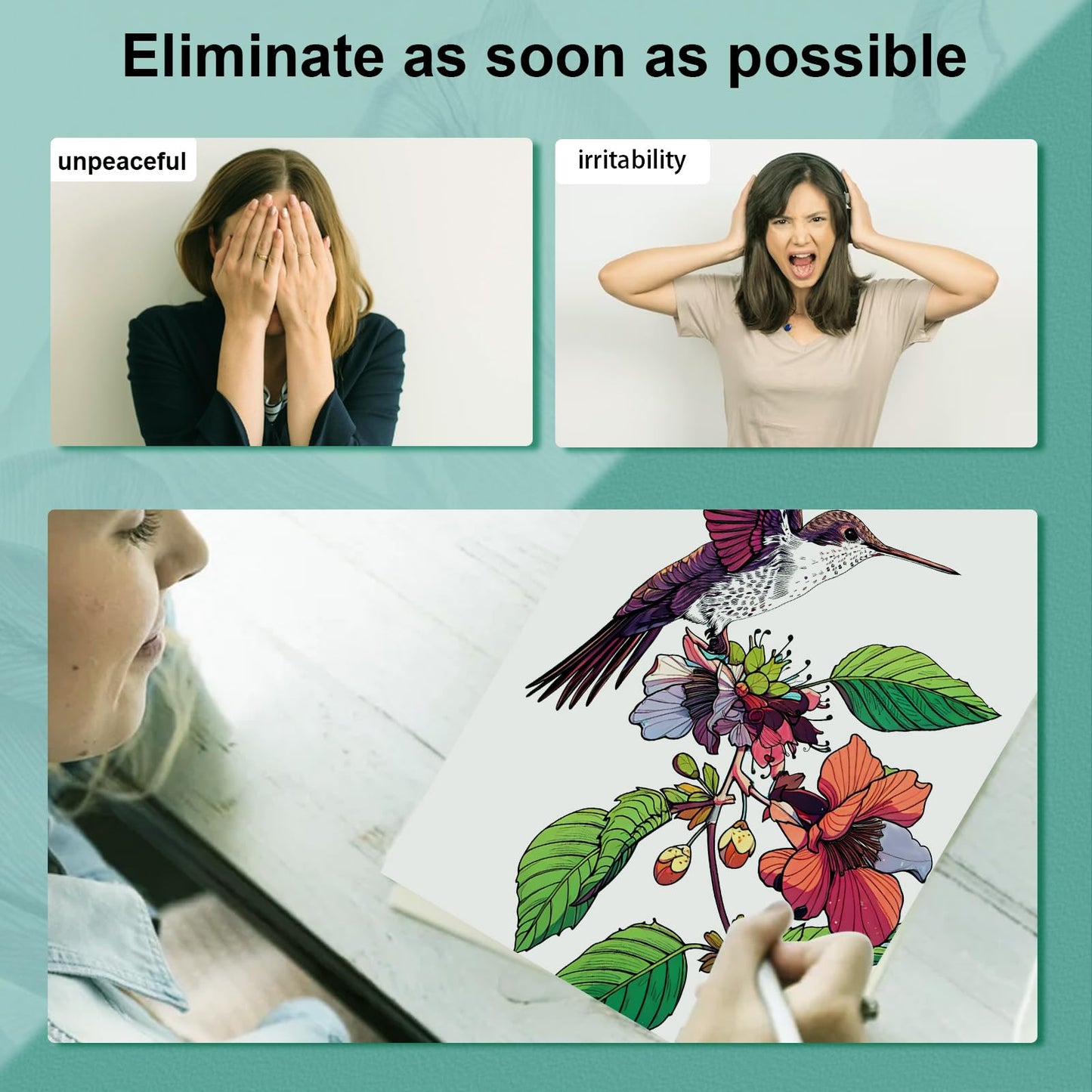 CKMOREL Humming Bird Adult Coloring Book Spiral Bound Mindfulness Adult Coloring Book for Women Relaxation Spiral Bound Lay Flat, Single-Sided Print with 24 Pages, Anxiety Relief Gifts Relaxation