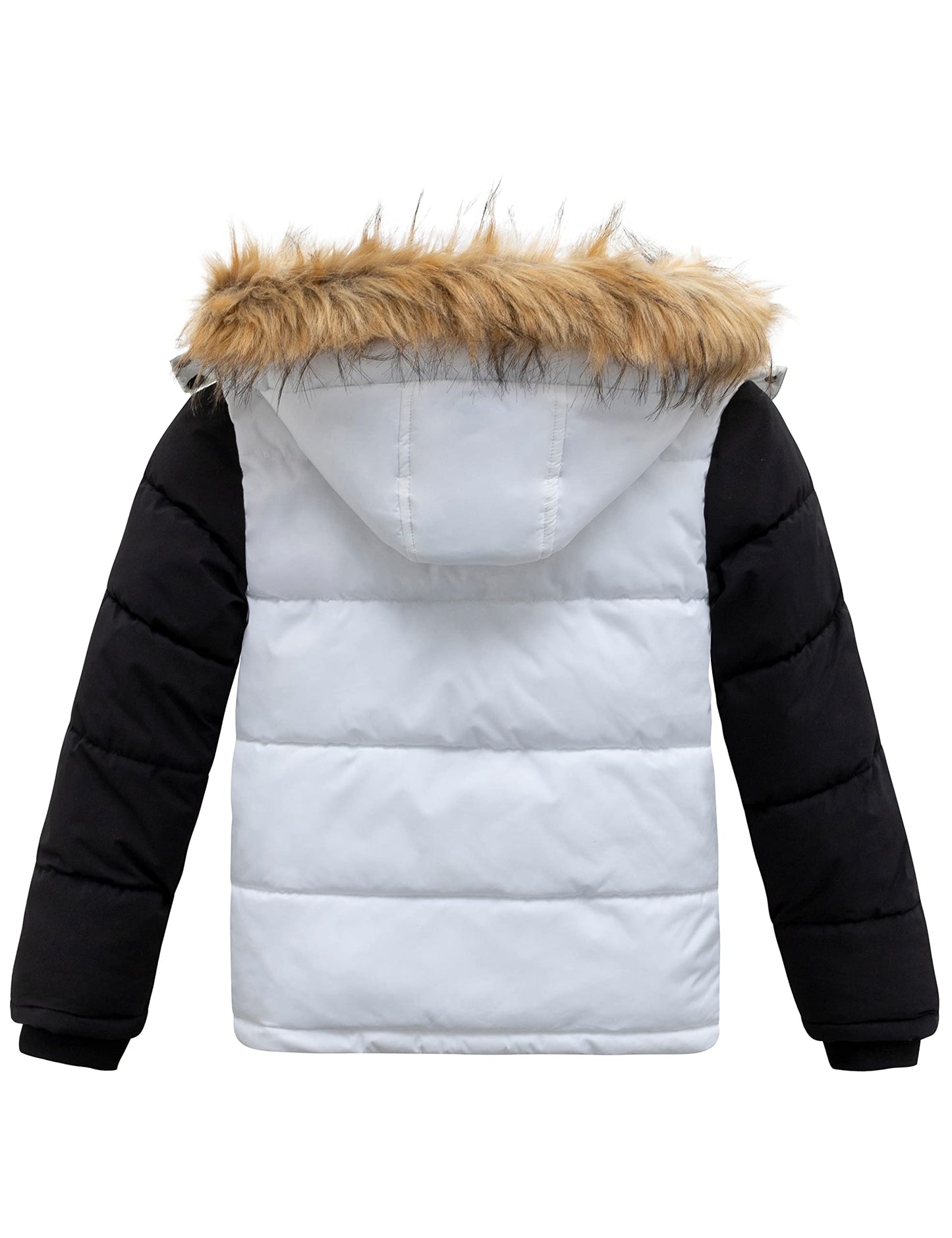 wantdo Boy's Hooded Warm Winter Coat Thick Puffer Jacket Waterproof Outerwear White 6-7