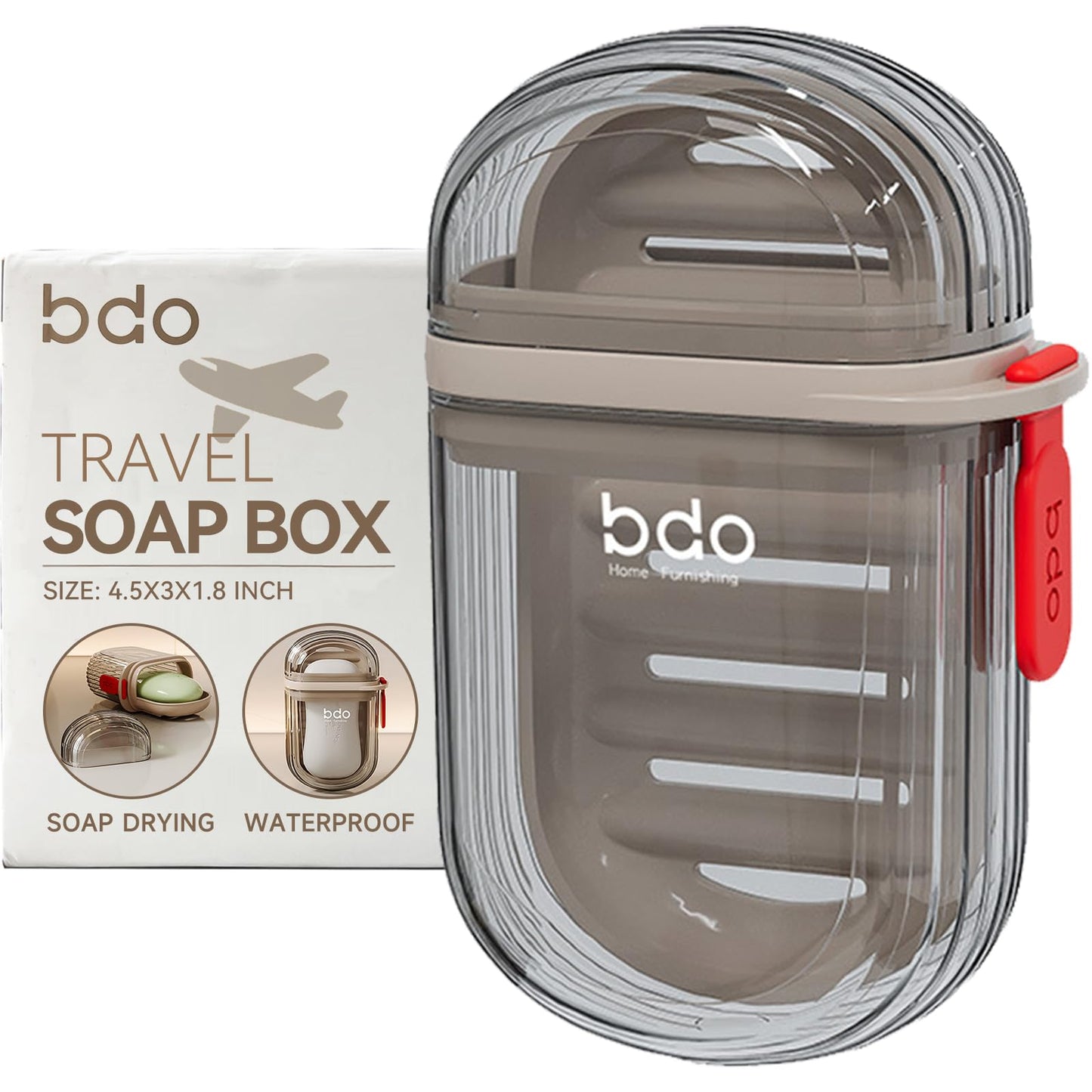 Travel Soap Case, Leakproof Soap Container with Lid, Portable Bar Soap Holder for Traveling, Soap Dish for Bathroom, Shower, Gym, School, Camping, Vacation, Outdoor-Transparent-Black