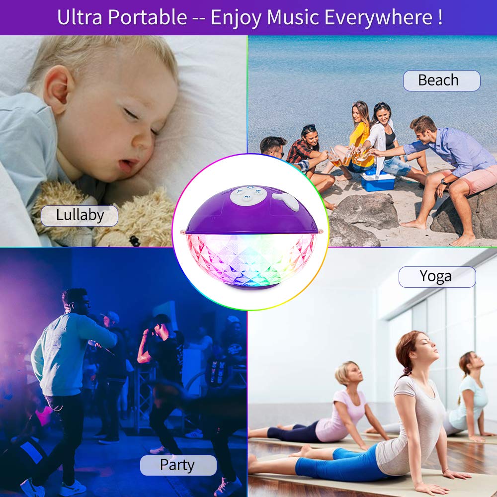 Blufree Floating Pool Speakers with Colorful Lights, Bluetooth Wireless Pool Speaker Floatable IP68 Waterproof, Built-in Mic & Crystal Clear Sound Bluetooth Hot Tub Speaker for Pool Party Outdoors