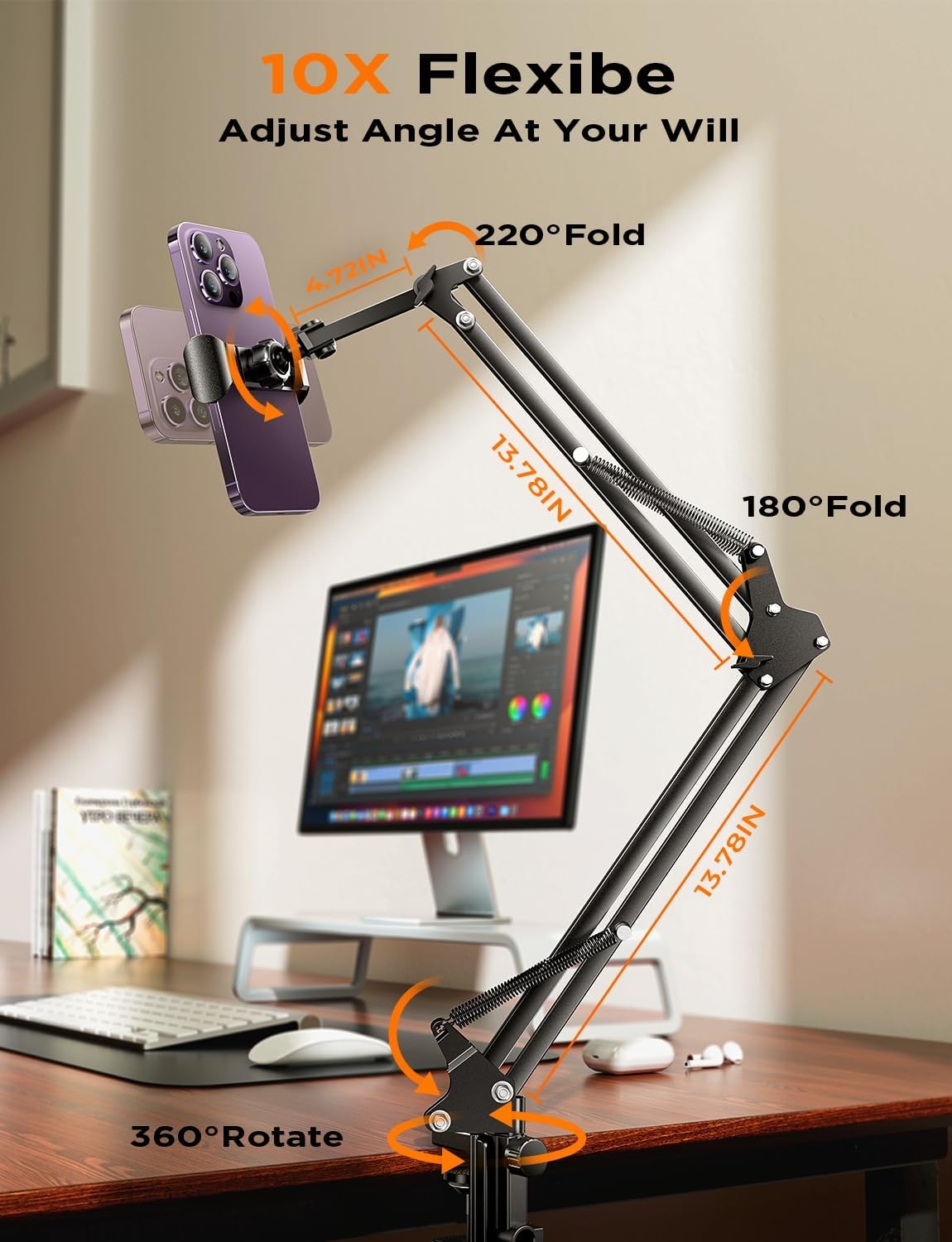 LISEN 2025 Game Streaming Accessories for iPad iPhone Holder for Desk Bed, for Kindle Stand Holder for Bed Reading Game Accessories for Nintendo Switch Kindle Paperwhite Oasis 4-12.9”