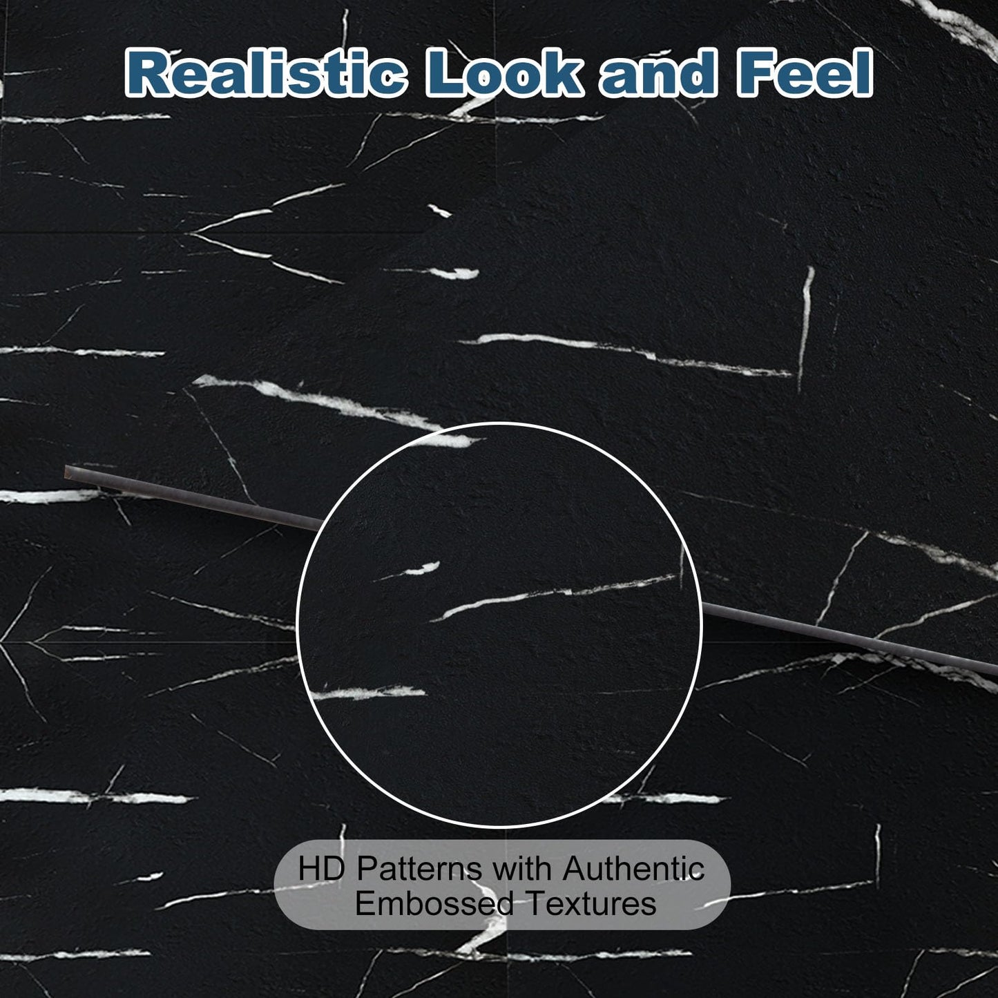 Yipscazo 32-Pack Peel and Stick Floor Tiles, 12" x 12" Diamond Black Vinyl Flooring, Waterproof Self Adhesive Tile for Bathroom, Kitchen, RV, DIY Renovation