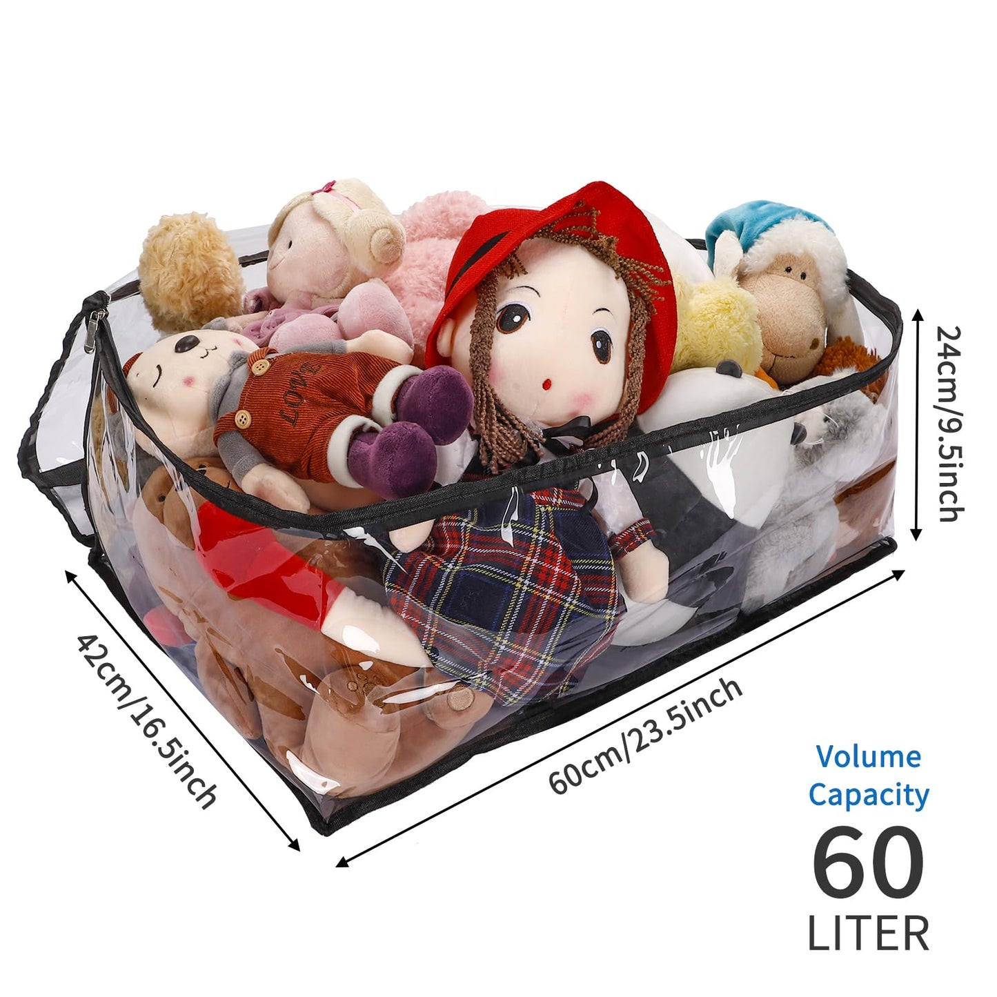 SGHUO Blanket Storage Bags 60L Extra Large Plastic Vinyl Clear Storage Bag for Clothes, Comforter, Bedding, Moving Bags with Zipper and Reinforced Handle (4pcs)