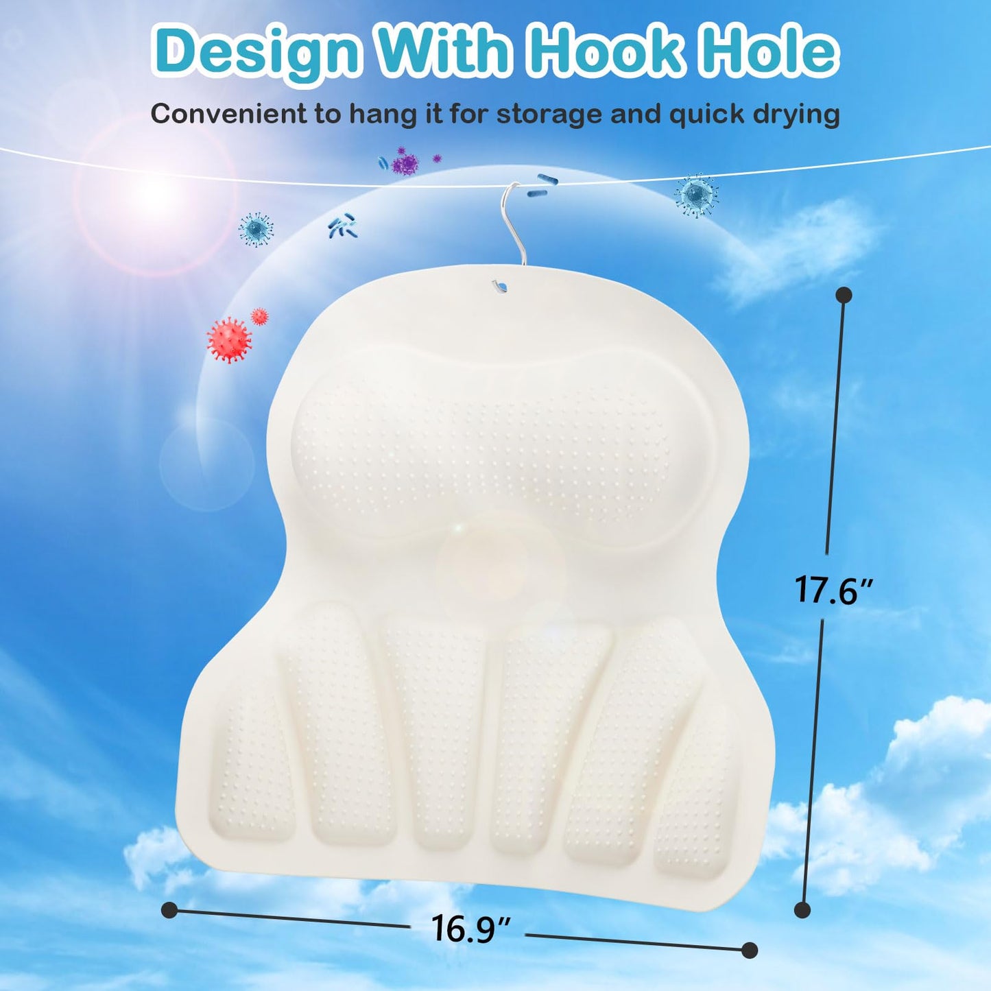 Velfree Bath Pillows for Tub, Bath Pillow Luxury Bathtub Pillow for Head Neck Back Support, 3D Silicone Bath Tub Pillow with Non Slip Suction Cups, Bathtub Accessories Spa Gifts for Women Men