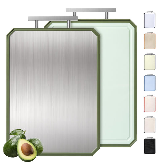 2 in 1 Stainless Steel Cutting Board with Handle Chopping Large Big Small Metal Carving Kitchen Meat Butcher Block not Titanium Wood Bamboo Glass Marble Stone Rubber Plastic Silicone Acrylic Teak Sink