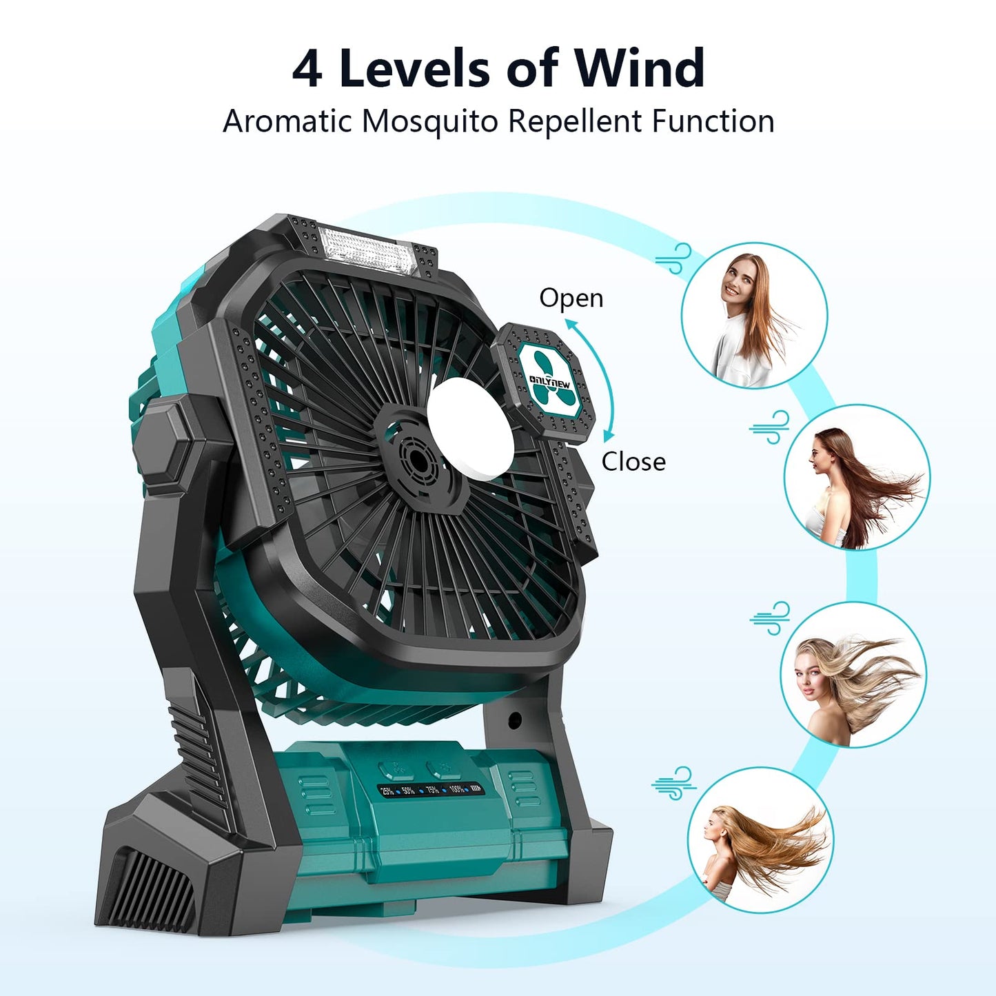 Portable Fan Rechargeable, 20000mAh Cordless Battery Powered Fan with LED Lantern, USB C Battery Operated for Travel Bedroom Home Camping Tent Office Beach Desk Fishing Table