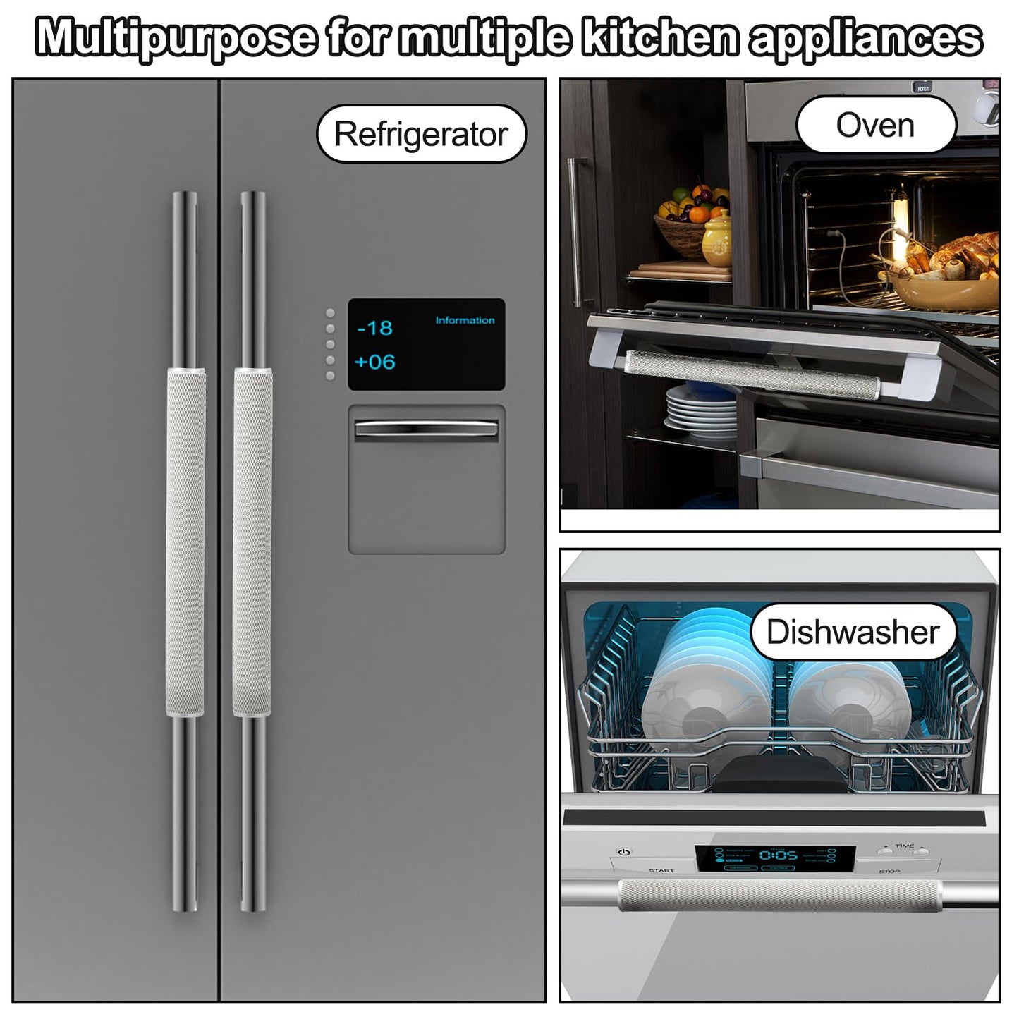 Sheskind Refrigerator Door Handle Covers Keep Fridge Clean and Beautiful, Pack of 2 (16"*4", Plush)