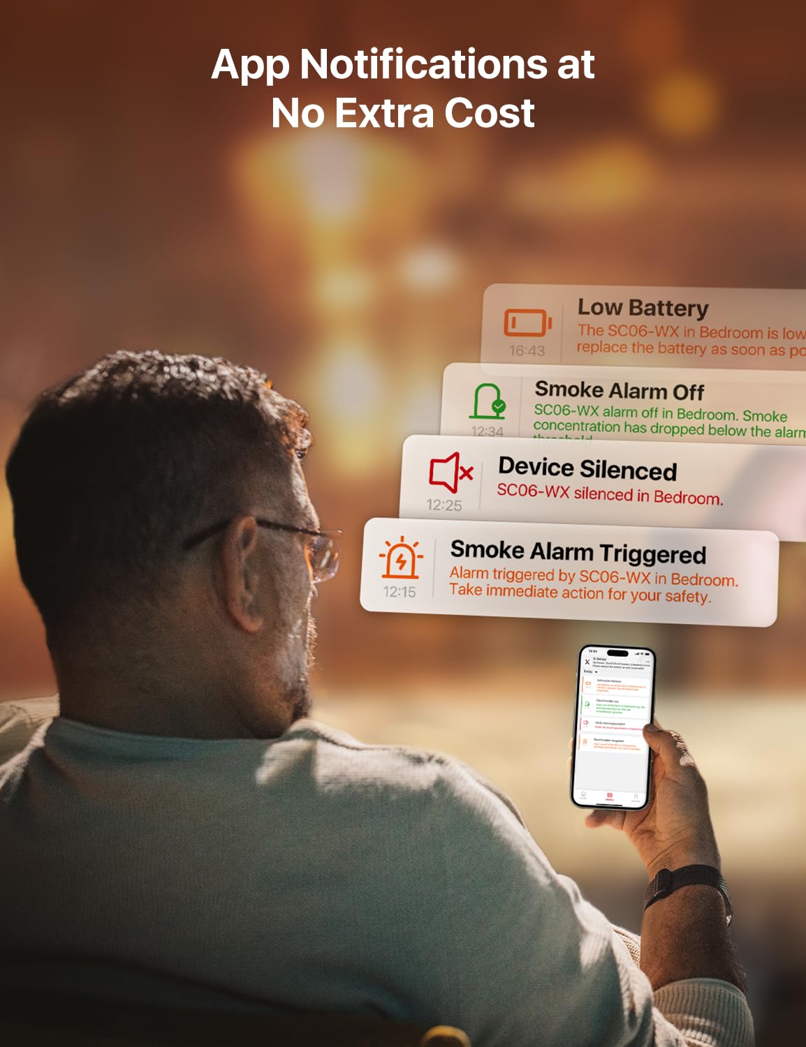 X-Sense Smart Smoke Detector Carbon Monoxide Detector Combo with No Fee App Notification, Replaceable Battery Powered Smoke Detector and Carbon Monoxide Detector, SC06-WX, 1-Pack