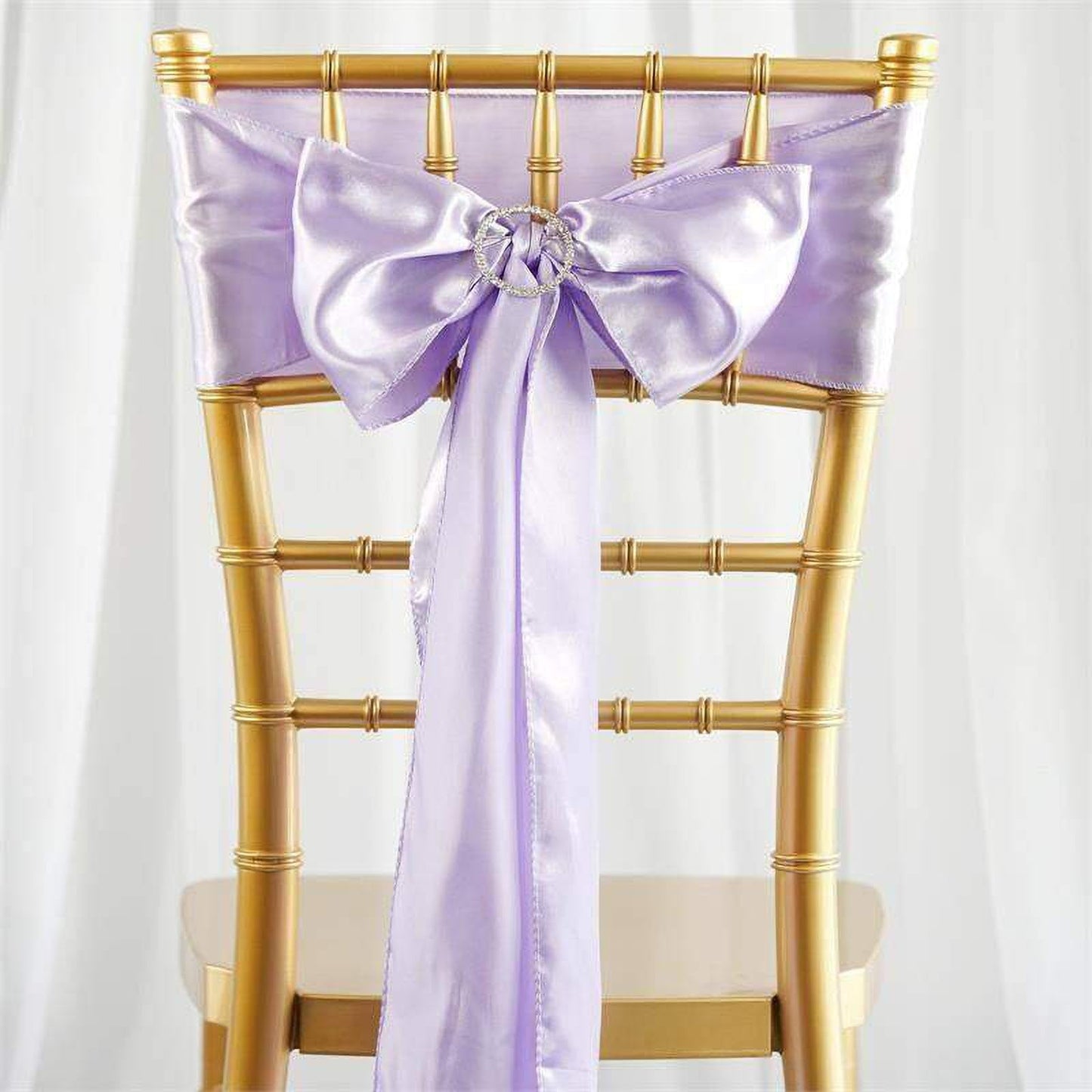 Efavormart 25pcs Lavender Satin Chair Sashes Covers Tie Bows for Wedding Events Decor Chair Bow Sash Party Decoration Supplies 6 x106