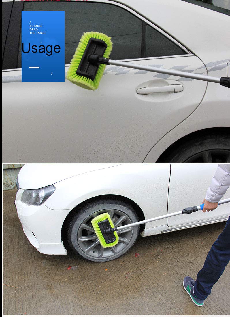 Forgrace 12" Car Wash Brush with Soft Bristle Auto RV Truck Boat Camper Car Exterior Washing Heavy Duty Tri-Level Dip Green