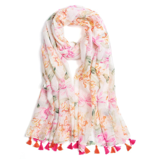 Scarf for Women Lightweight Soft Floral Leopard Printed Scarves Fall Winter Fashion Shawl Wrap with Fringe