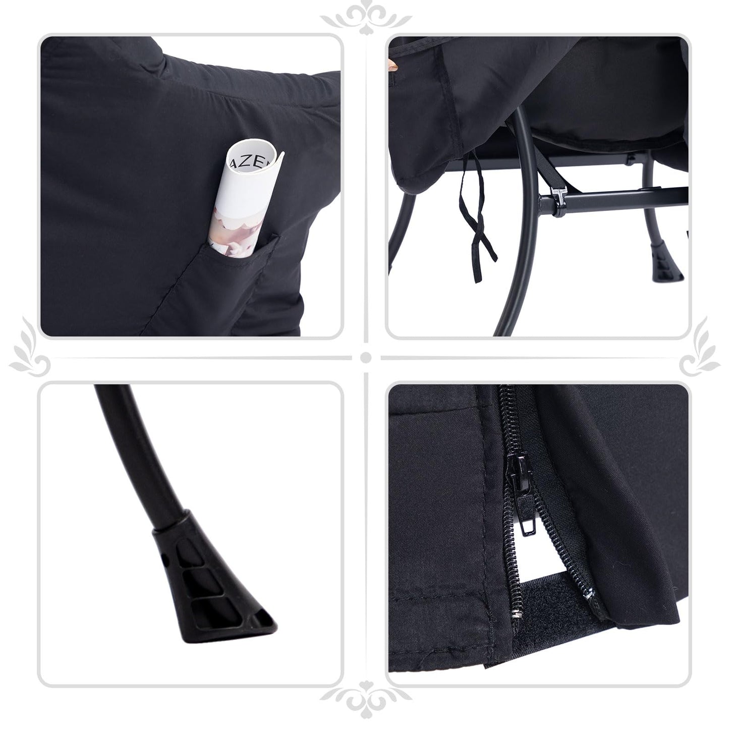 HollyHOME Modern Fabric Large Lazy Chair, Accent Oversized Comfy Reading Chair, Thick Padded Cozy Lounge Chair with Armrest, Leisure Sofa Chair for Living Room, Bedroom, Dorm, Matte Black