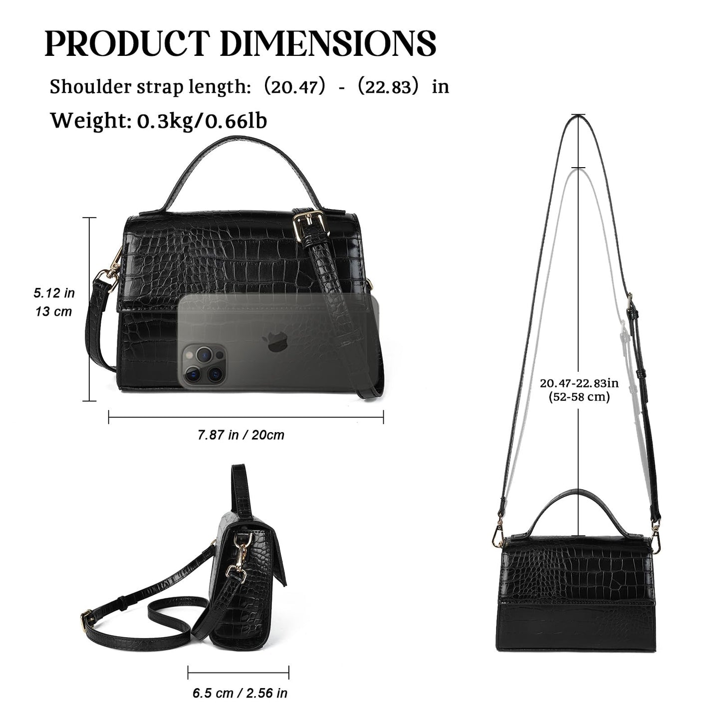 Gladdon Small Leather Crossbody Purse for Women Trendy Ladies Top Handle Shoulder Bags Black