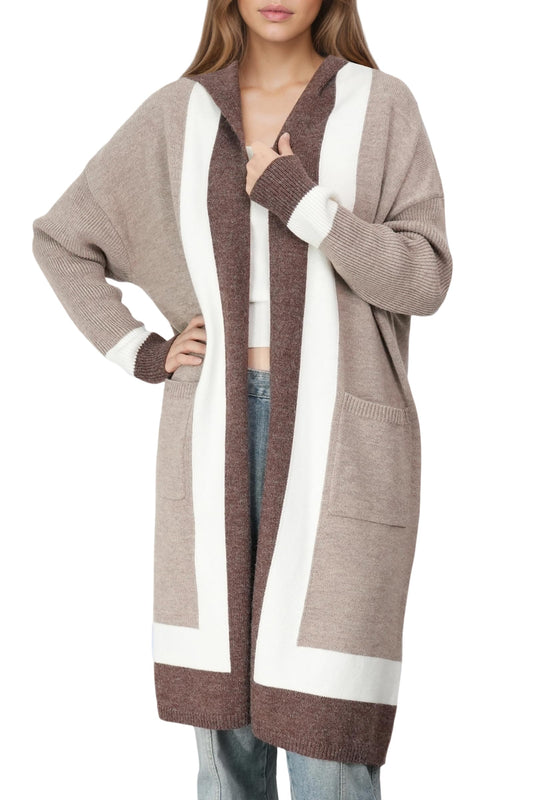 Long Sweaters for Women - Lightweight Hooded Cardigan with Batwing Sleeves, Oversized Knit Coatigan for Fall and Winter 2025 Khaki