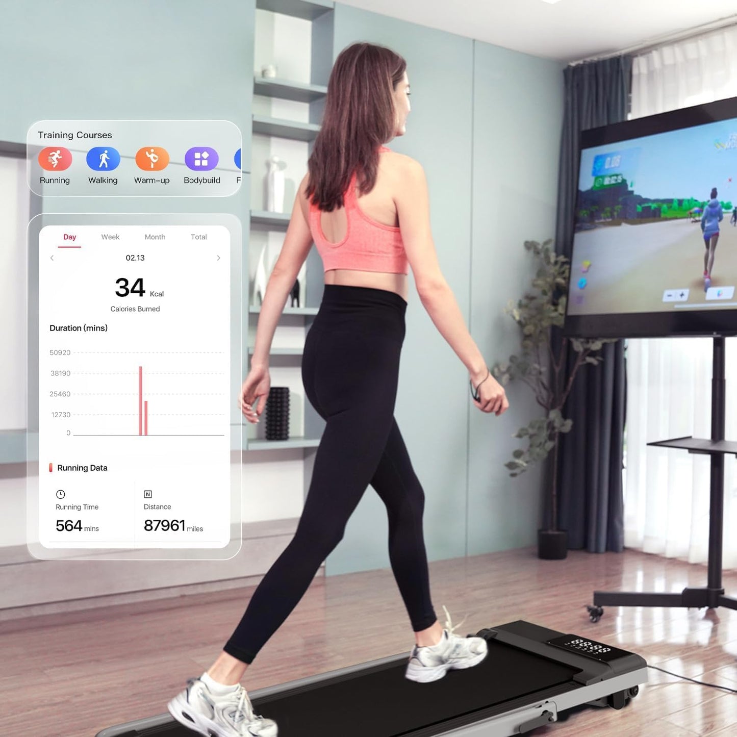 DeerRun 3 in 1 Folding Treadmills for Home, 3.0HP Powerful and Quiet Under Desk Treadmill, 300 lbs Capacity Foldable Walking Pad Treadmill with Remote Control and Space Saving, Free Installation