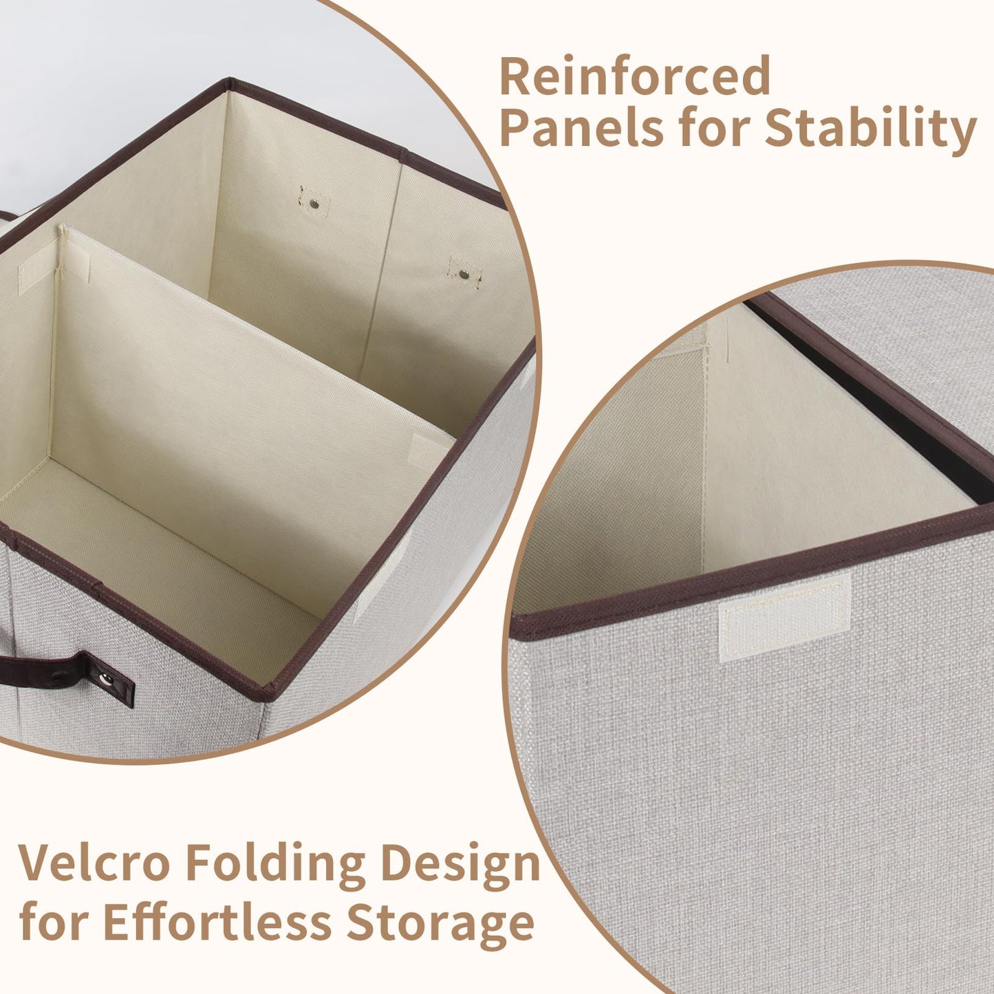 Tcbelosion Foldable Fabric Storage Box with Double-Lid & Dividers, Large Organizer for Home, Closet, Office(Grey)