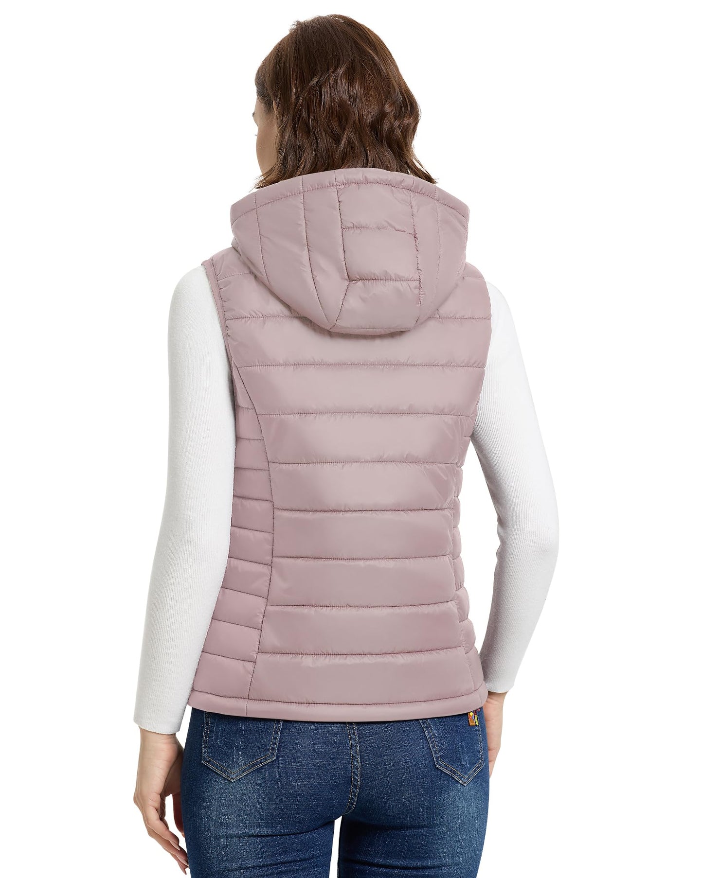 Outdoor Ventures Women's Lightweight Packable Hooded Puffer Vest Outerwear Zip Up Warm Sleeveless Winter Jacket Quilted Coat