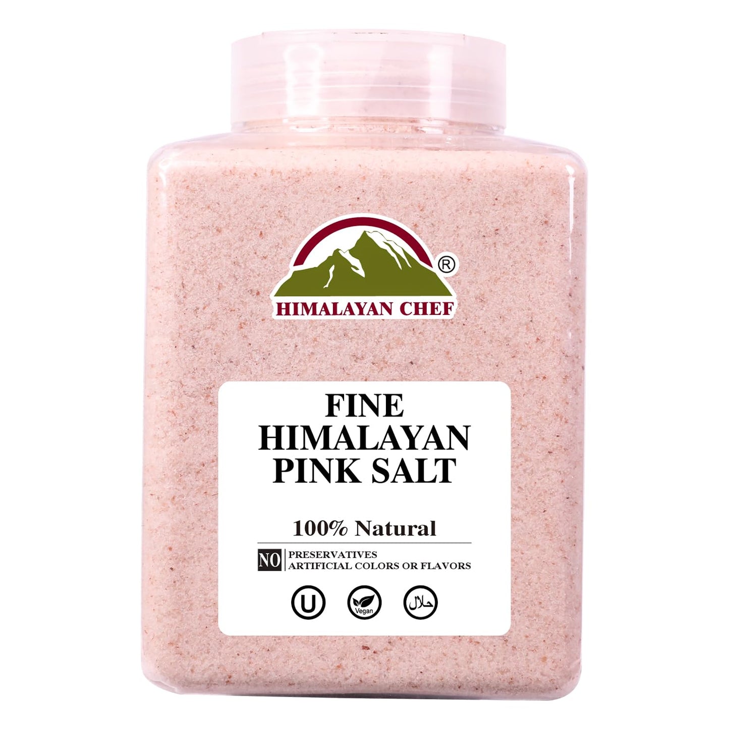 Himalayan Chef Himalayan Pink Salt Fine Grain, Plastic Jar-5 lbs