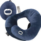 BCOZZY Travel Neck Pillow for Airplane – Patented Double Support for Head, Neck, and Chin. Best for Long Flights, Plane Sleeping, and Car Rides. Adjustable Size. Fully Washable. Carry Bag. Large, Navy