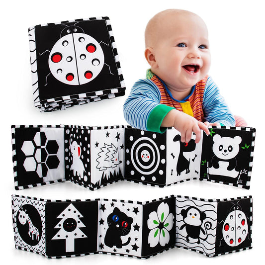 teytoy Baby Toys 0-6 Months, Black and White High Contrast Sensory Newborn Toys, Baby Soft Book for Early Education, Infant Tummy Time Toys, Baby Newborn Essentials Must Haves