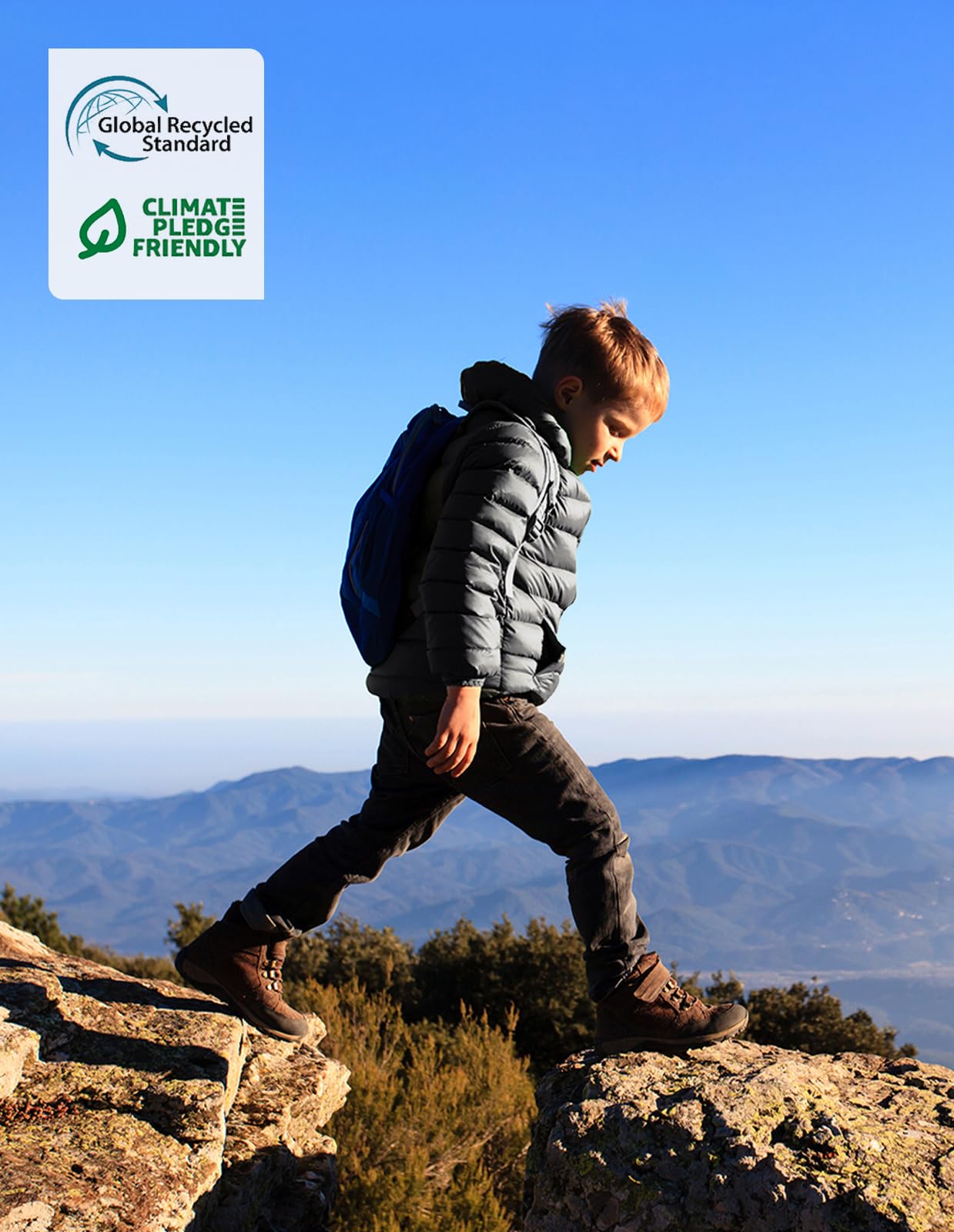 fit space Classic Puffer Jacket for Girl Boy Synthetic Down Jacket Lightweight Winter Warm Coat Padded Insulated Quilted Zip-Off Hood (4'3''~4'7'' Grey)