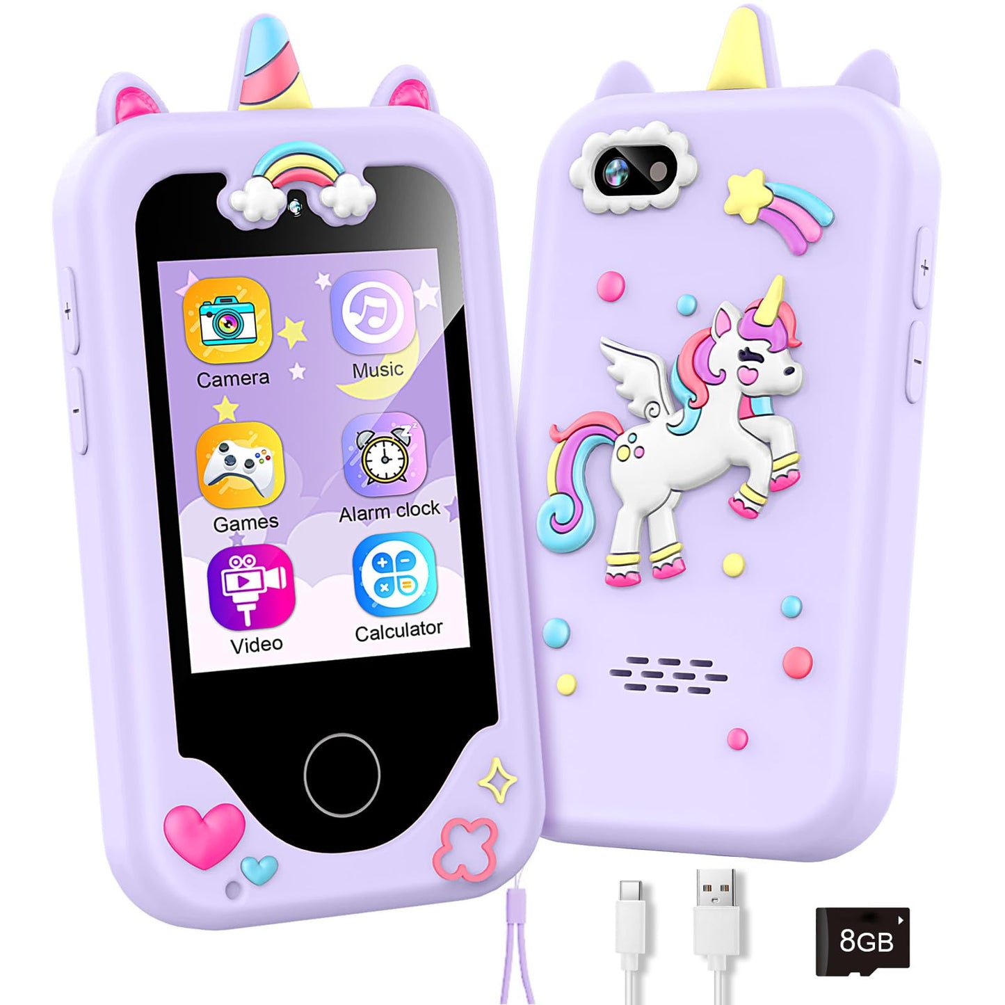 Kids Smart Phone for Girls, Christmas Birthday Gifts for Girls Age 3-10,Kids Toys Cell Phone, Toddler Learning Play Toy Phone with Dual Camera, Game, Music Player