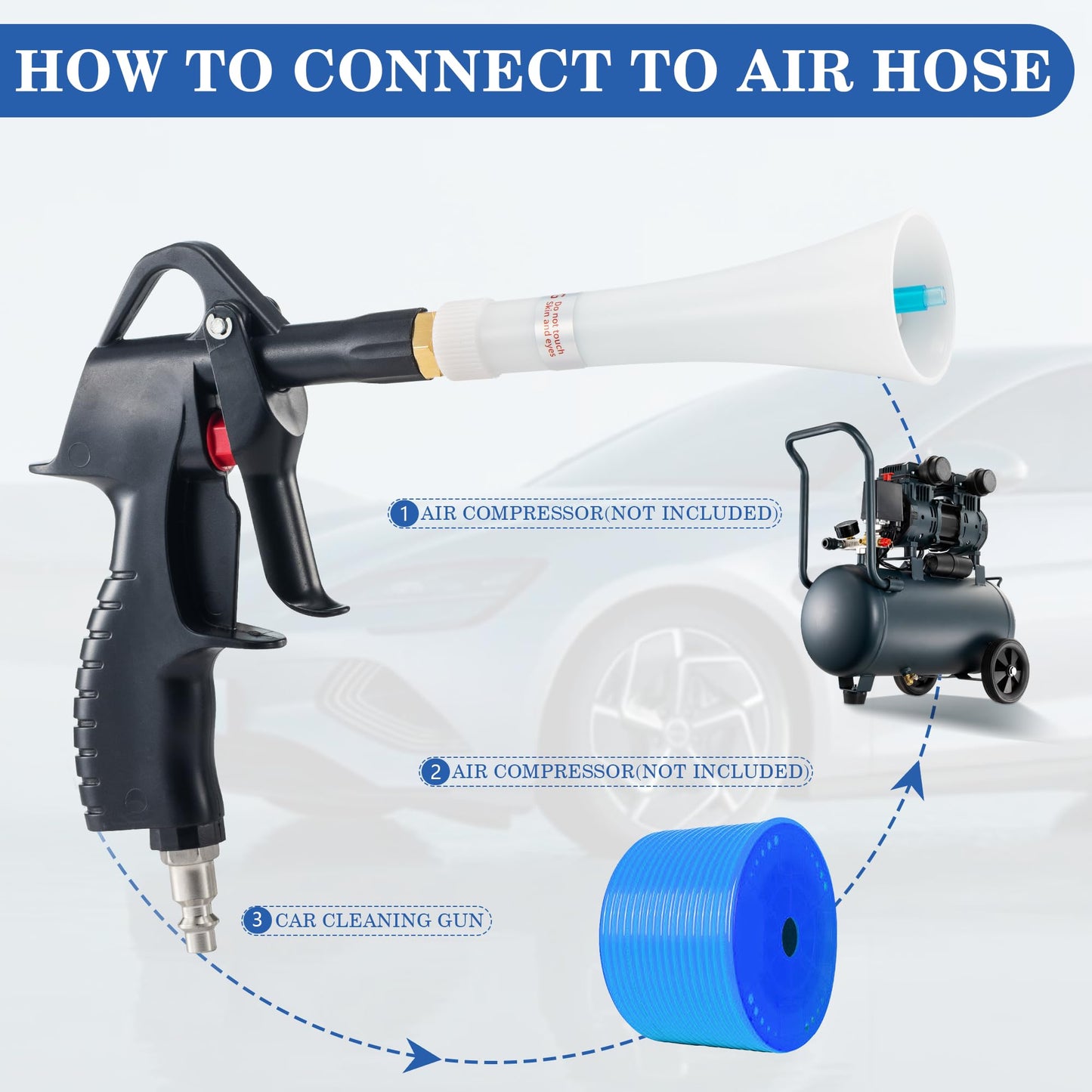Blow Gun Blasts Away Dirty and Air Dry from Surface Works with a Strong Gust of Air