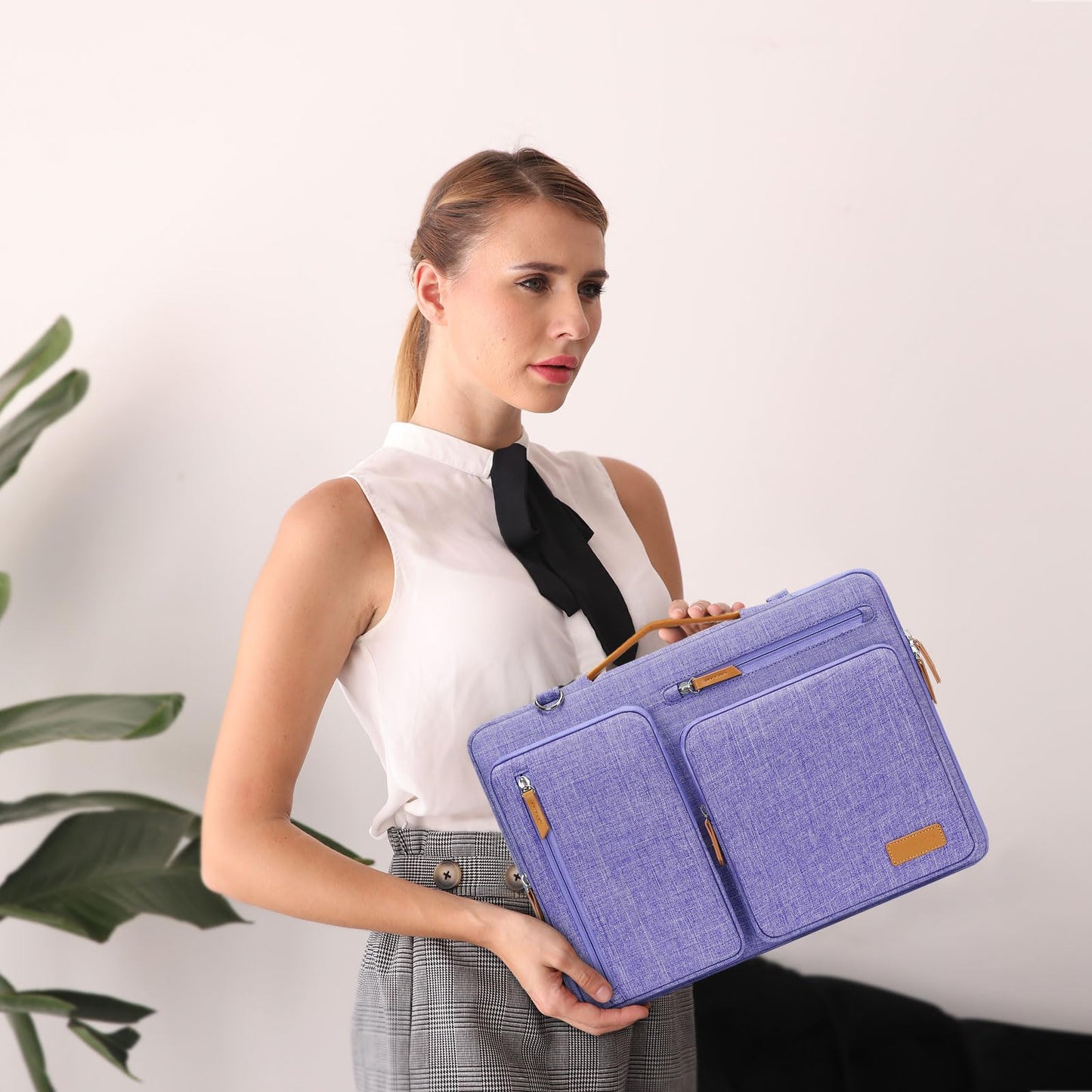 MOSISO 360 Protective Laptop Shoulder Bag,15-15.6 inch Computer Bags Compatible with MacBook Pro 16 inch, HP, Dell, Lenovo, Asus Notebook,Side Open Messenger Bag with 4 Zipper Pockets, Purple