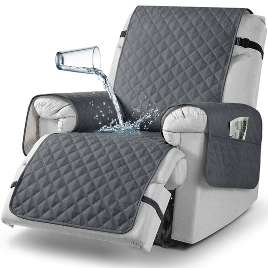 TAOCOCO Non-Slip Recliner Chair Cover Sofa Slipcover, Pet Cover for Small Recliner Chair with Elastic Straps, Washable Reclining Chair Cover Recliner Furniture Protector (23'' Small, Dark Grey)