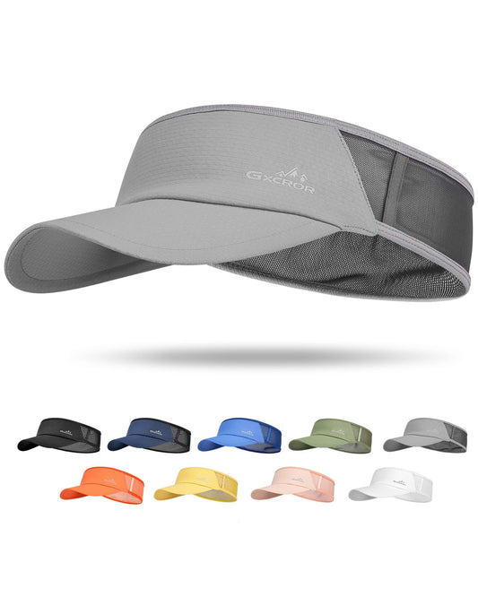 GXCROR Sports Sun Visor Hat Men Women, Lightweight Breathable Quick Dry Sports Sun Hat for Running Golf Tennis