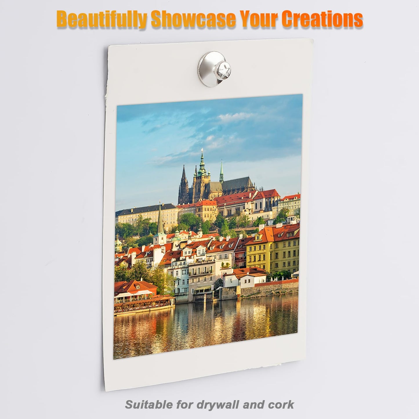 KURUI 60Pcs Double Headed Nails for Hanging Pictures, Wall Hangers Without Nails, Thumb Tacks for Wall, Renter Friendly Decor Push Pins for Tapestry Frame Art, Picture Hangers-Silver