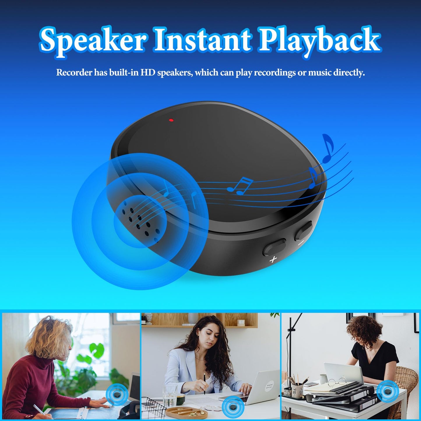 64GB Digital Voice Recorder with Playback, 3-in-1 Recording Devices with MP3 Music Player and USB Flash Drives, Portable Mini Tape Recorder Small Audio Recorder for Lectures Meetings Interviews