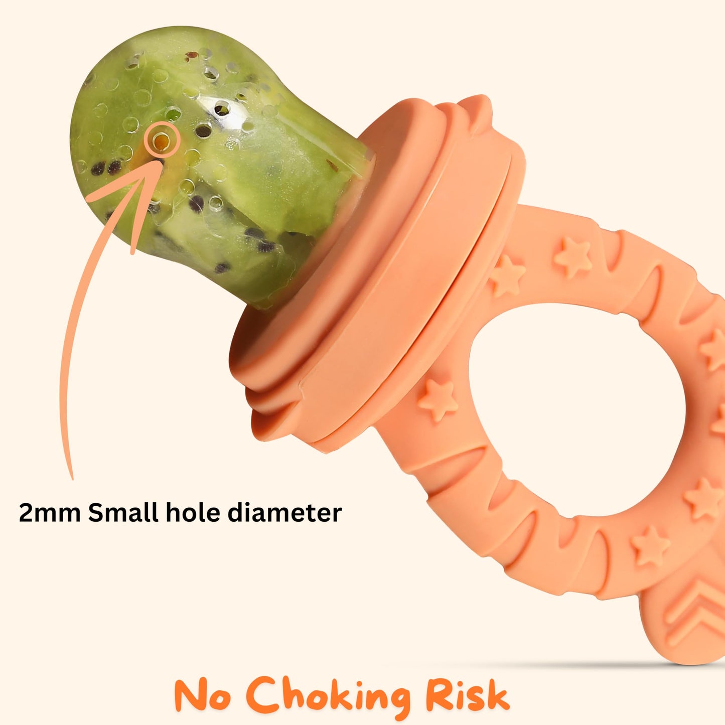 Minie Joo Baby Fruit Feeder Pacifier – 7-in-1 Silicone Teether Toy & Food Feeder with Spoon, Fork, and Interchangeable Heads – BPA-Free, Anti-Choke, Self-Feeding Set for Infants & Toddlers