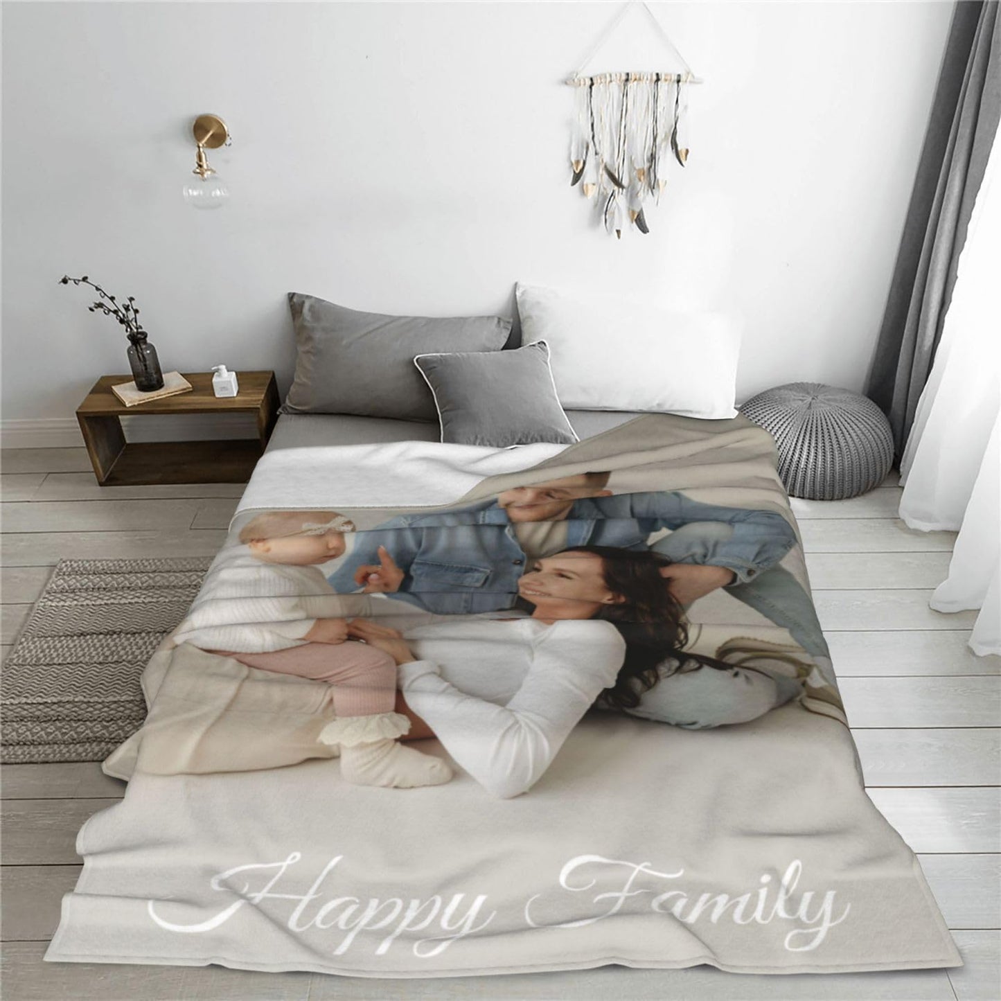 TIOOI Custom Blanket with Photos Printed in USA Personalized Text Customized Blanket for Valentine's Day Gift for Father Mother's Day Christmas