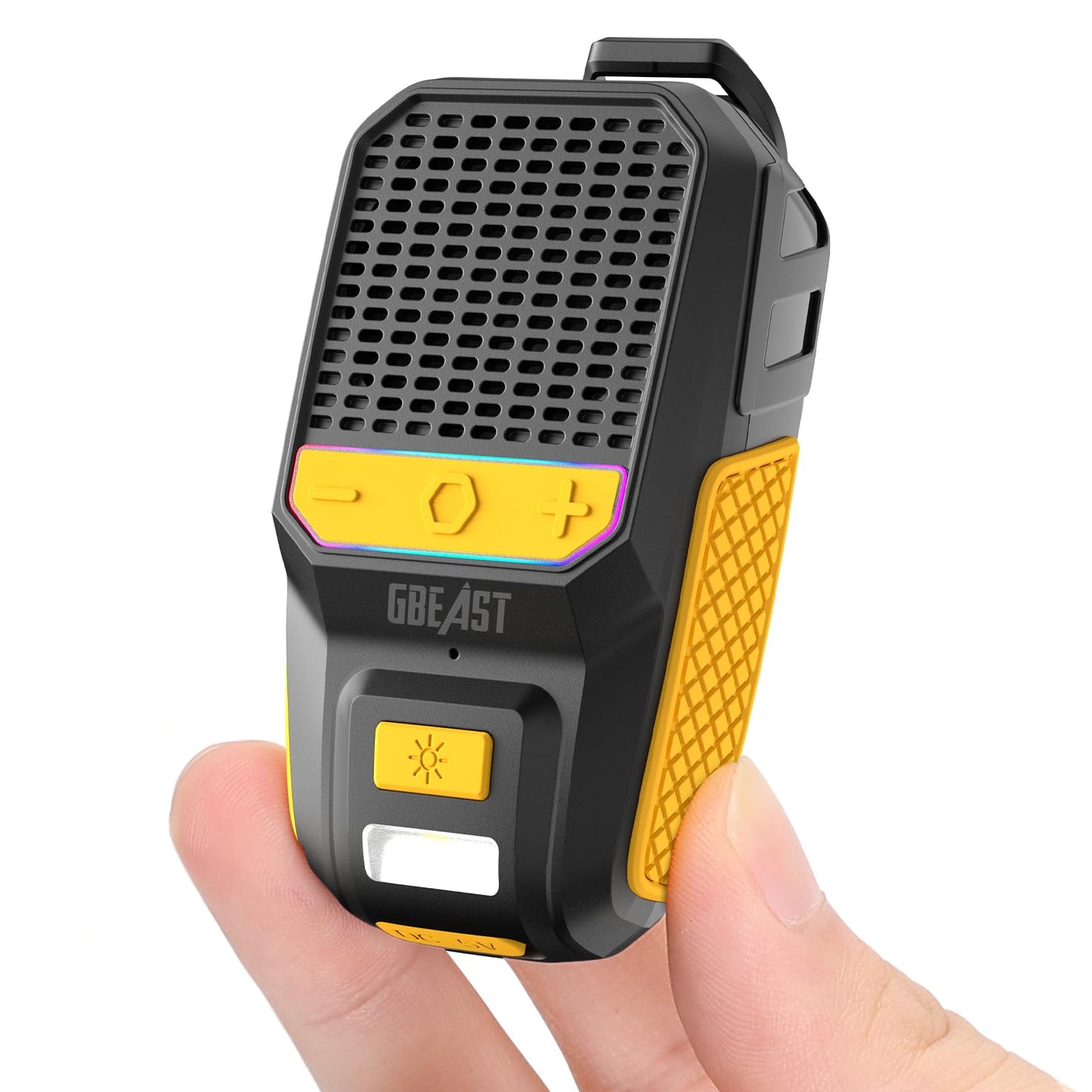 GBEAST Wearable Bluetooth Speaker, Clip-On Mini Portable Speakers All Day Playtime Waterproof Built-in Mic for Hands-Free Music/Calls Bluetooth Speaker with RGB/Flashlight for Jobsite/Outdoor/Golf