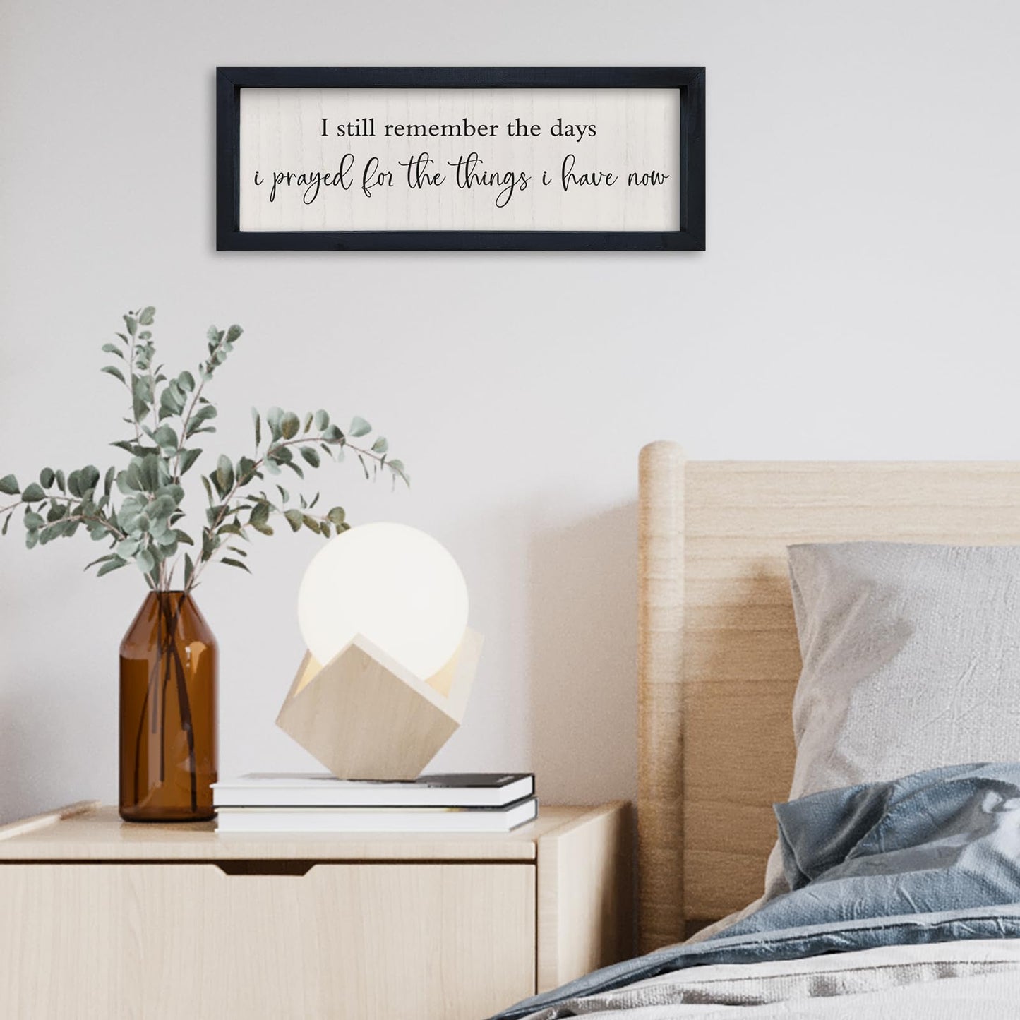 SRSZHIYUE I Still Remember the Days I Prayed Sign 16"×6" Living Room Wall Decor Wooden Framed Wall Hanging Art (Black)