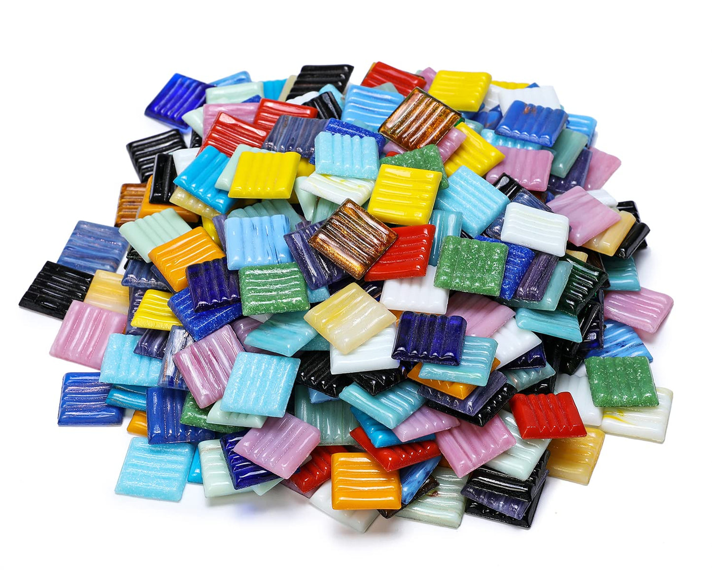 Lanyani 2.2 Pound Great Value Pack Glass Mosaic Tiles Bulk for DIY Crafts, Various Bright Solid Color Mosaic Pieces Tiles Supplies for DIY Crafting Iridescent Mosaic Glass Pieces