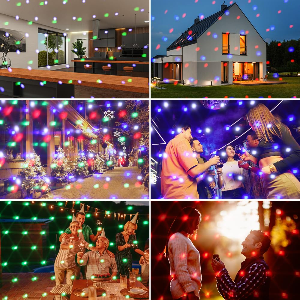 Christmas Snowfall Projector Lights,FLEVO LED Light Projector,Outdoor Holiday Lights with Clear Rotating Snow Falling Lamp for Halloween Xmas Party Garden Landscape Decoration