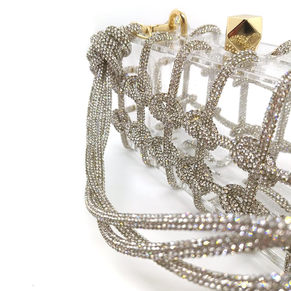 Clear Acrylic Bag Rhinestone Acrylic Clutch Crystal Evening Purses for Women Glitter Handbag for Wedding Cocktail Party Prom