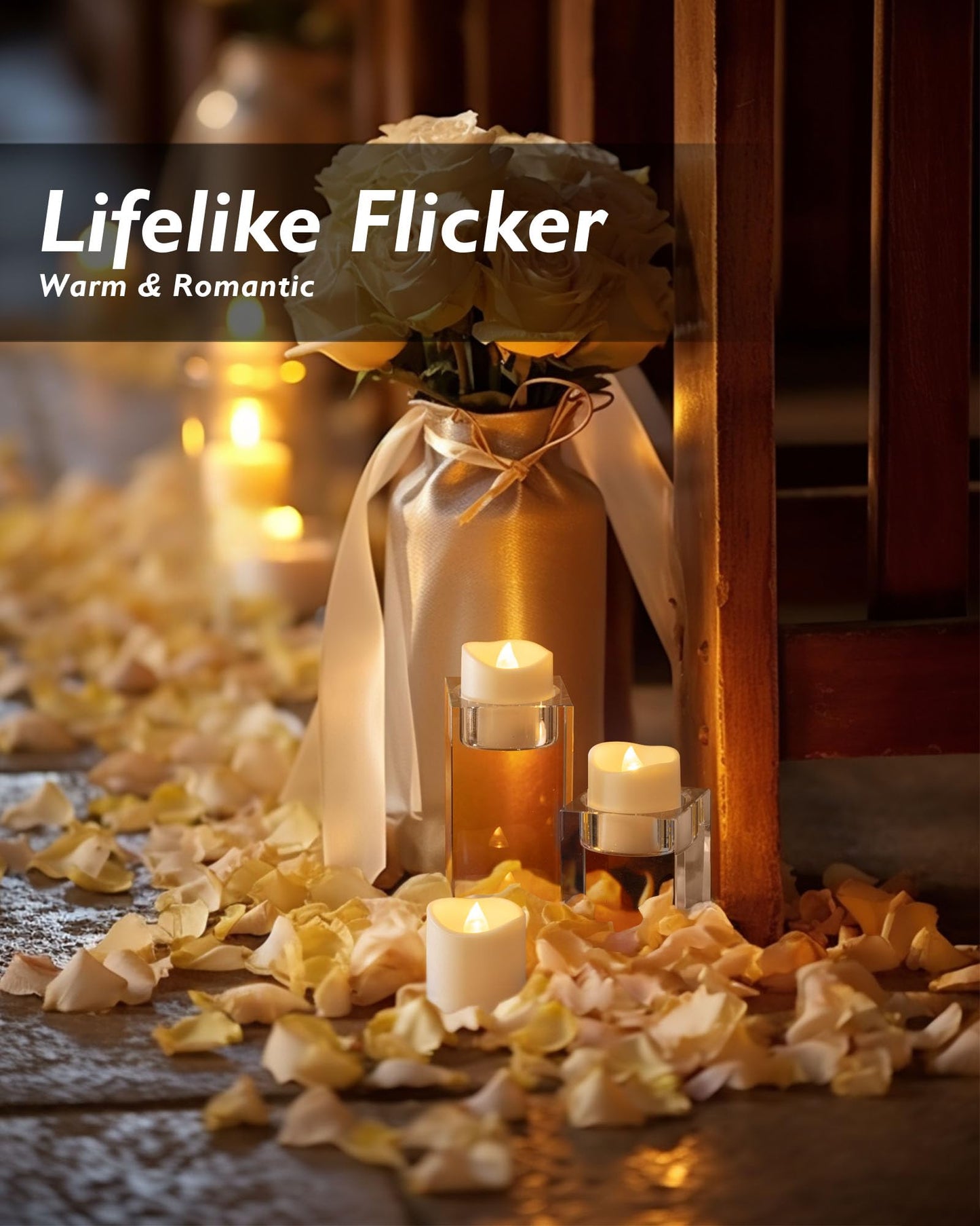 Homemory 12Pack Flameless LED Votive Candles,1.5" x 1.6" Long Lasting Electric Fake Candles, Battery Operated Tealights for Wedding, Table, Romantic Decorations (White Base, Batteries Included)