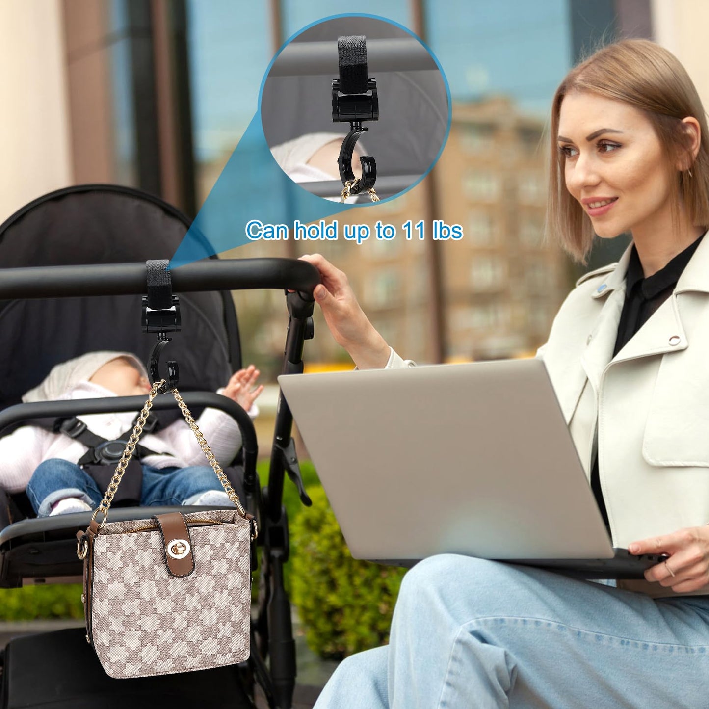 Accmor Stroller Cup Holder with Hook, Bike Cup Holder, Universal Cup Holder for Uppababy Nuna Doona Strollers, 2-in-1 Cup Phone Holder for Stroller, Bike, Wheelchair, Walker, Scooter