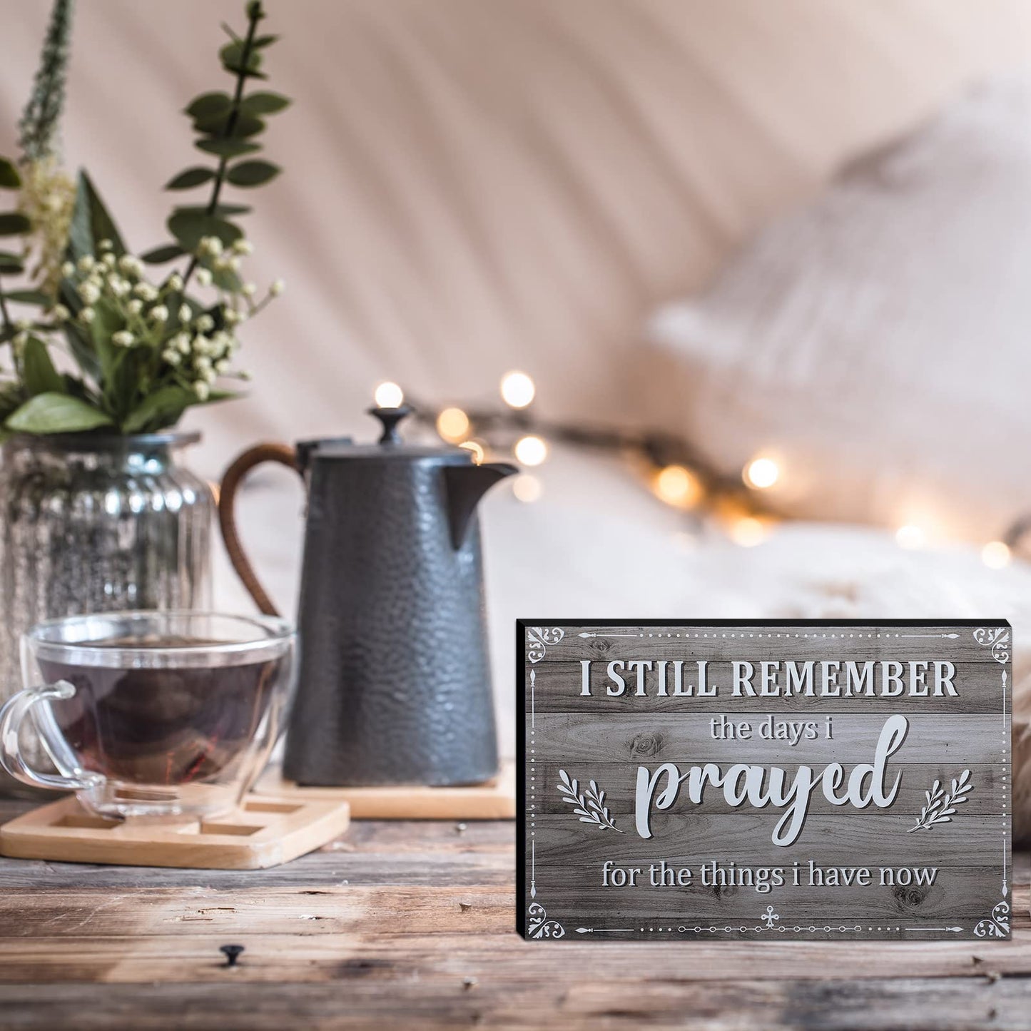 I Still Remember The Days I Prayed Home Wall Decorations Wooden Table Centerpieces Box Sign Farmhouse Decor House Prayer Wooden Rustic Presents For Bedroom Living Room or Shelf(Gray)