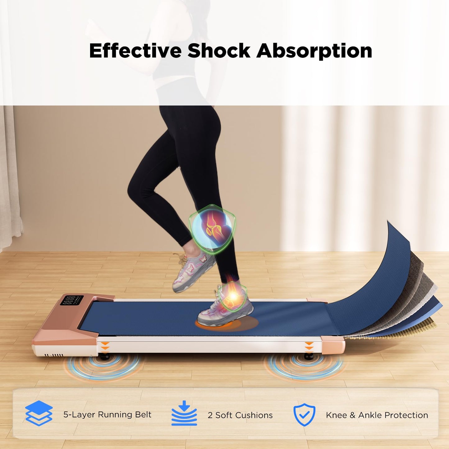 SupeRun Walking Pad, Under Desk Treadmill, 3 in 1 Portable Treadmill with Remote Control LED Display, 2.2 HP Quiet Walking Jogging Machine for Office Home Use, 300 Lbs Capacity