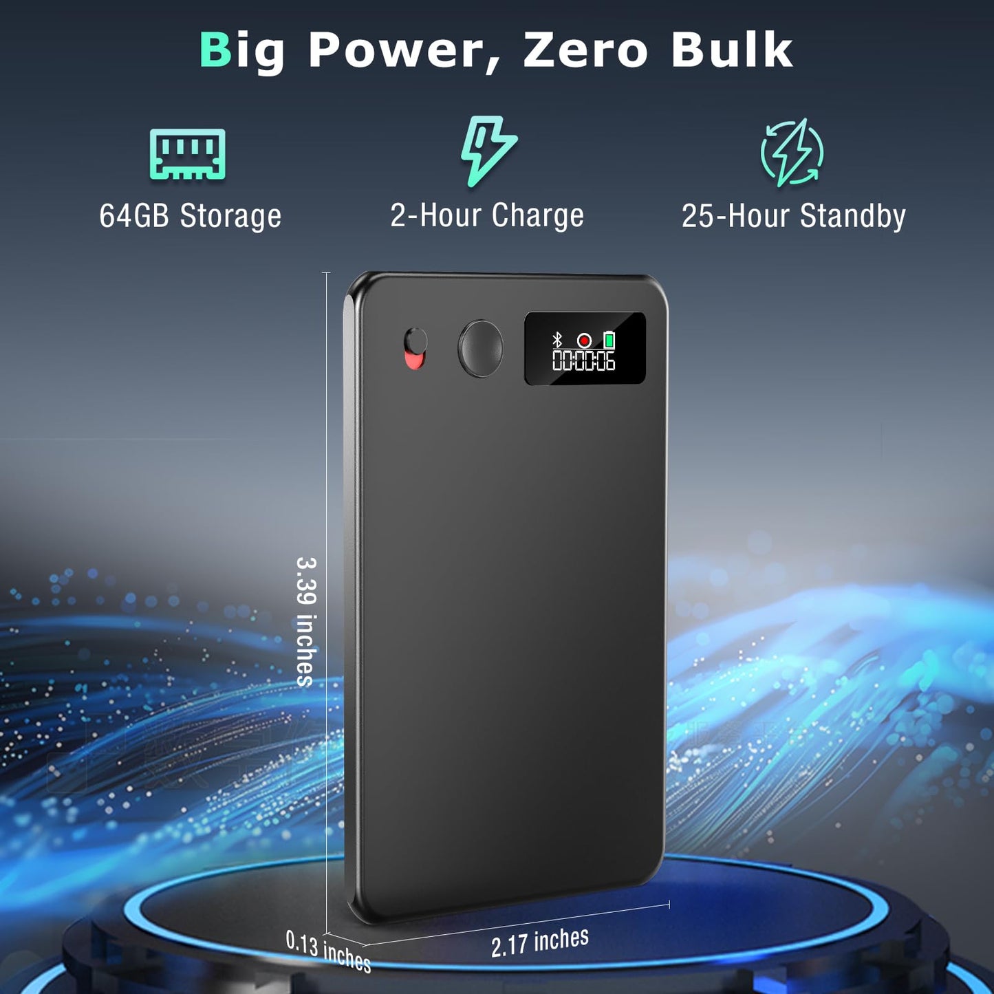 ZEOUPT AI Voice Recorder, Audio Activated Recorder with Playback, App Control, Transcribe & Summarize with AI Technology, 190 Languages, 64GB Memory, Suitable for Lectures, Learning, Meetings, Calls