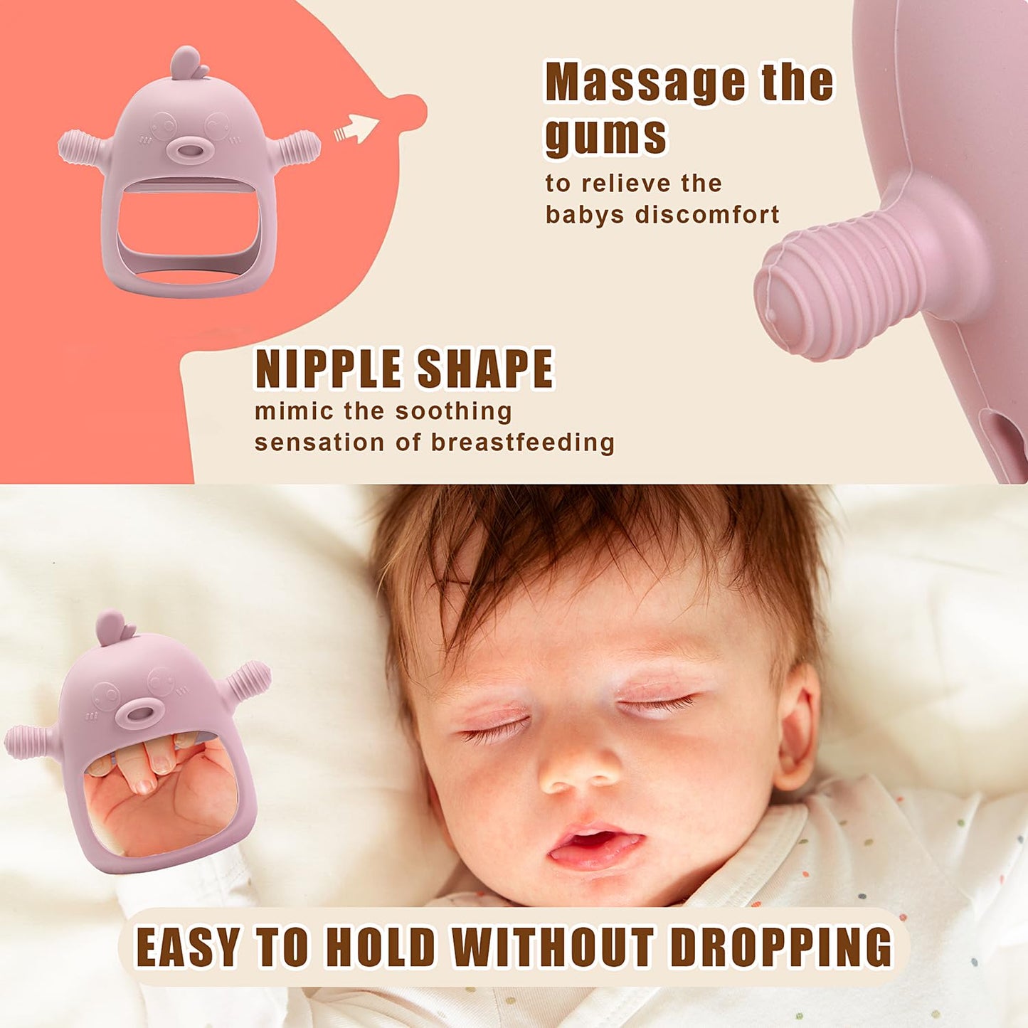 Baby Fruit Feeder Pacifier - 3 Pack | 1 Baby Food Feeder & 1 Baby Teether & 1 Baby Popsicle Molds | Breastmilk Popsicle molds | Baby Teething Toys | Baby Fruit Food Feeder Pacifier Babies (Blush)