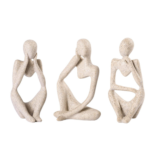 BMLCGJ Thinker Statue Gold Decor Abstract Art Sculpture, Golden Resin Collectible Figurines for Home Living Room Office Shelf Decoration,Great Gifts Ideas (Sandstone)